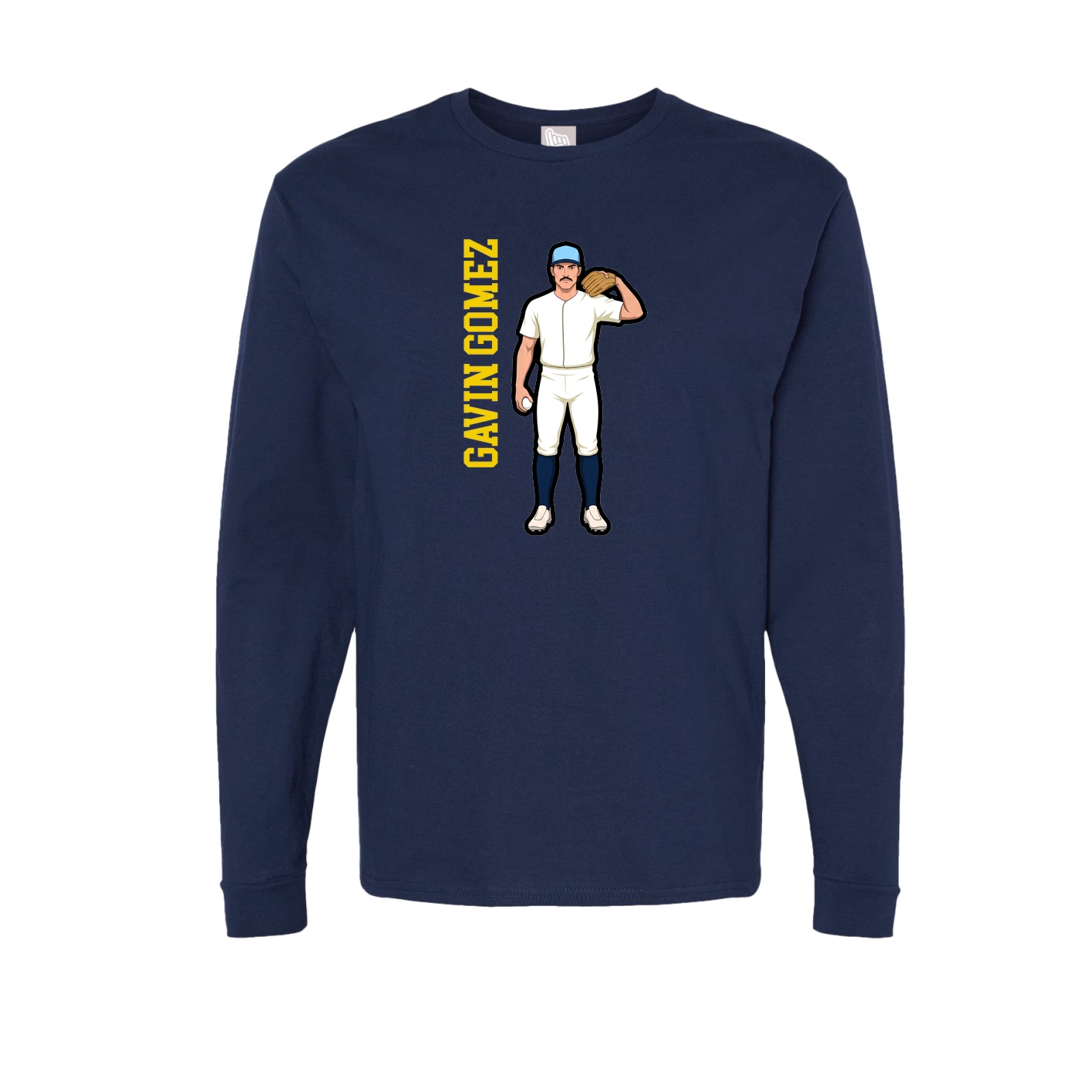 Long Sleeve Tee — Name Vertical in Navy