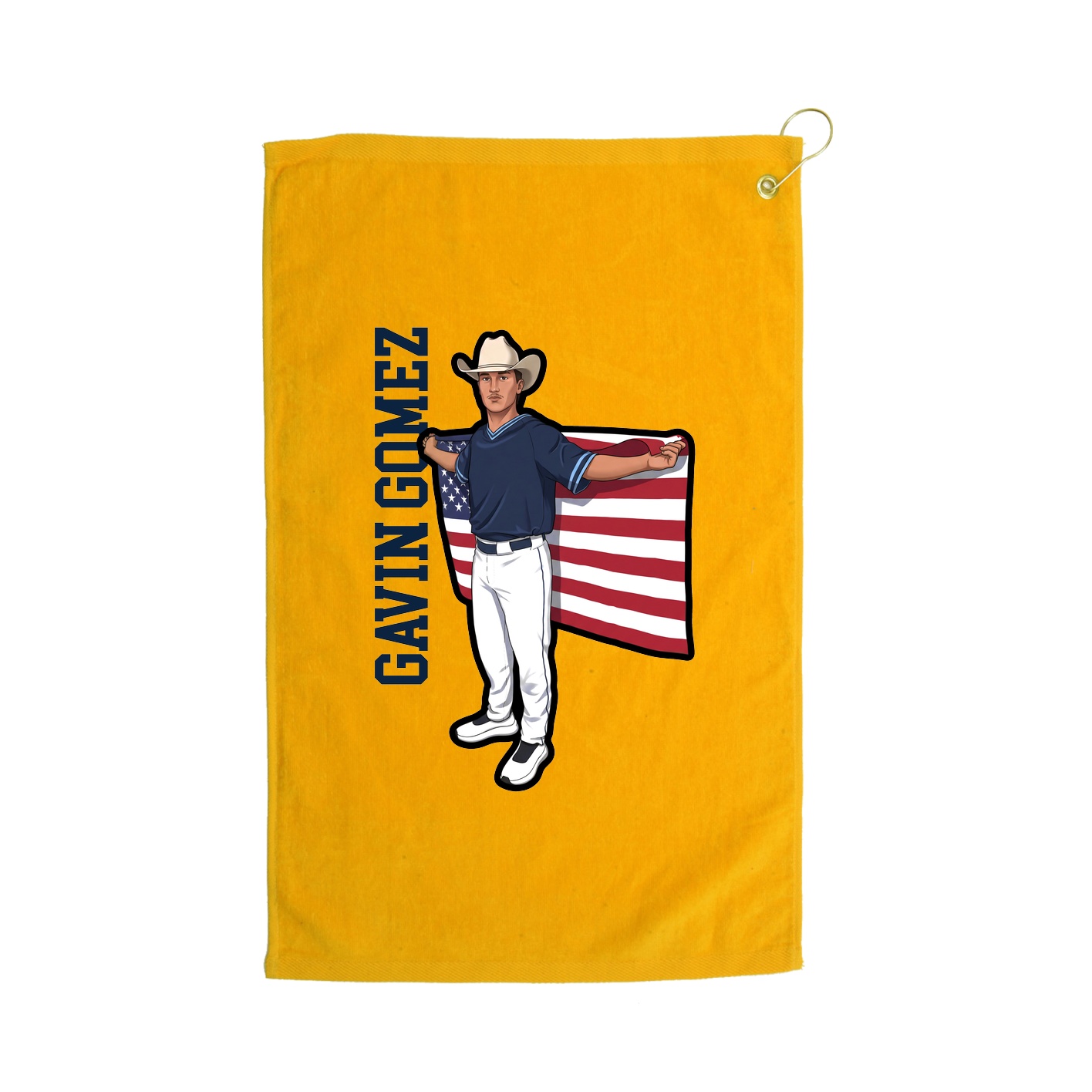 Golf Towel — Name Vertical in Gold