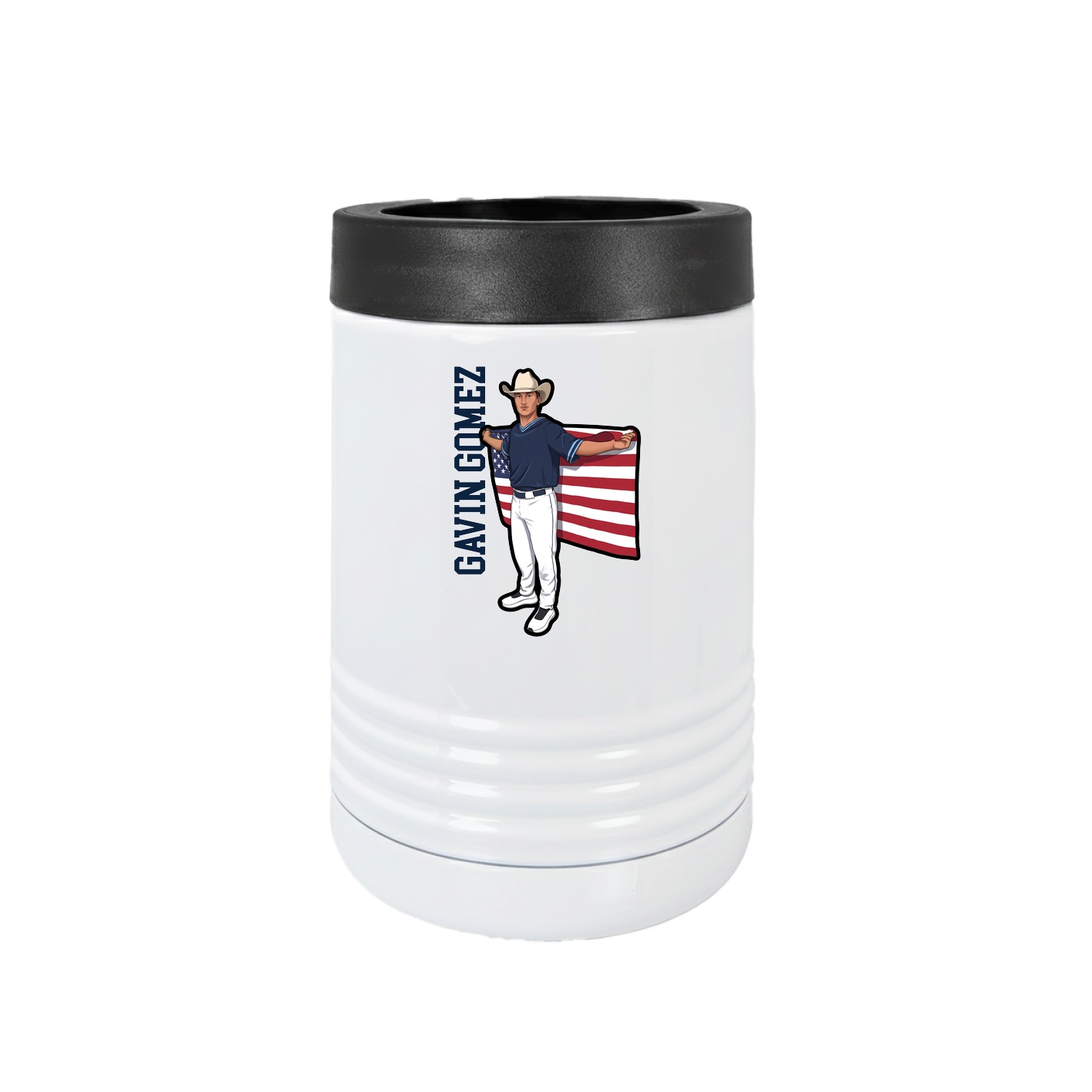 Beverage Holder — Name Vertical in White