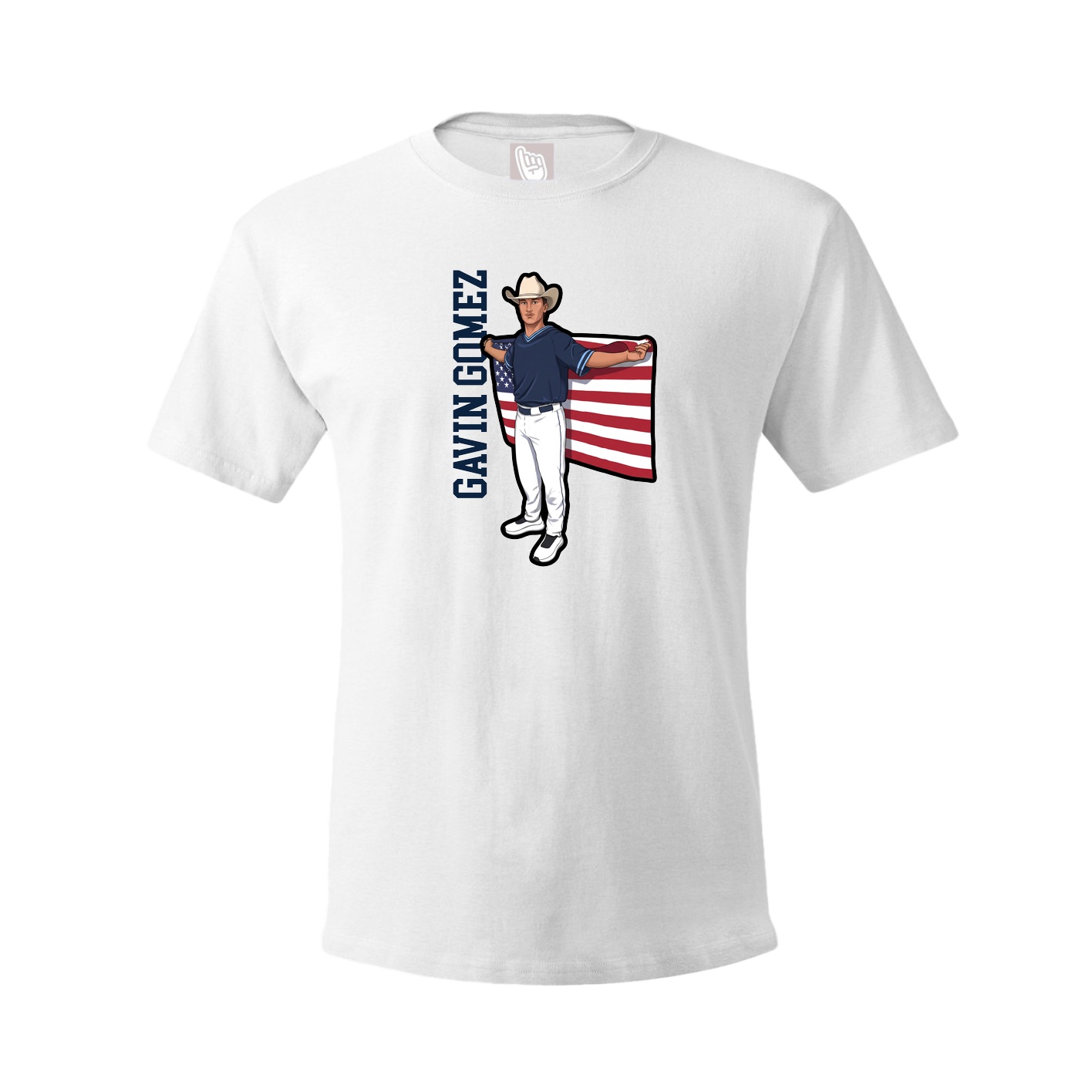 Tee — Name Vertical in White