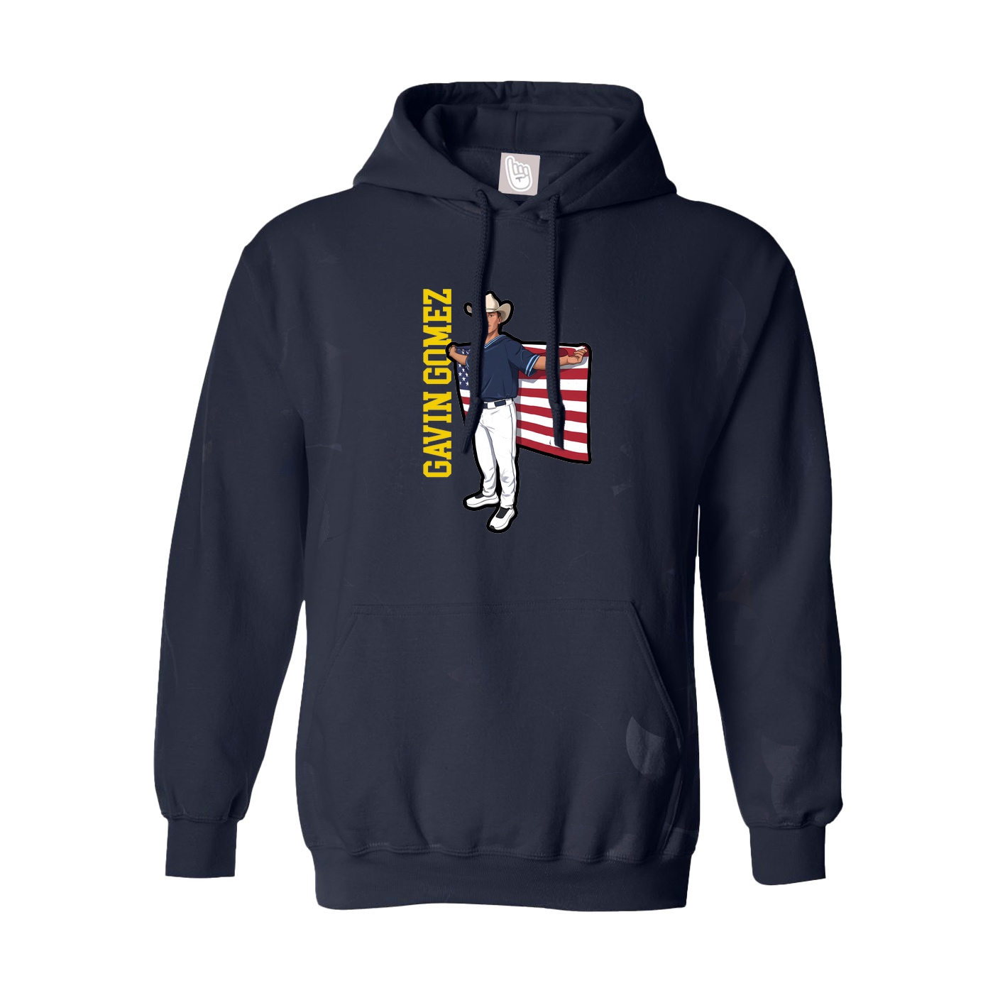 Youth Hoodie — Name Vertical in Navy