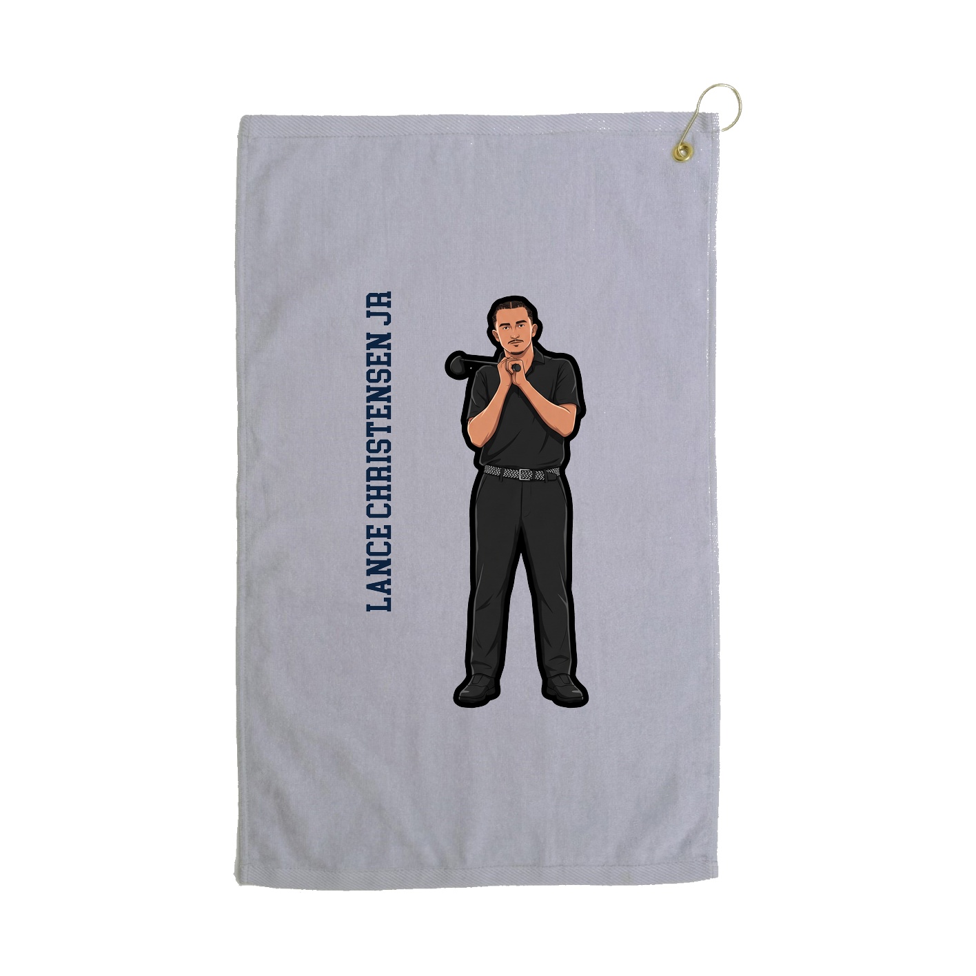 Golf Towel — Name Vertical in Grey
