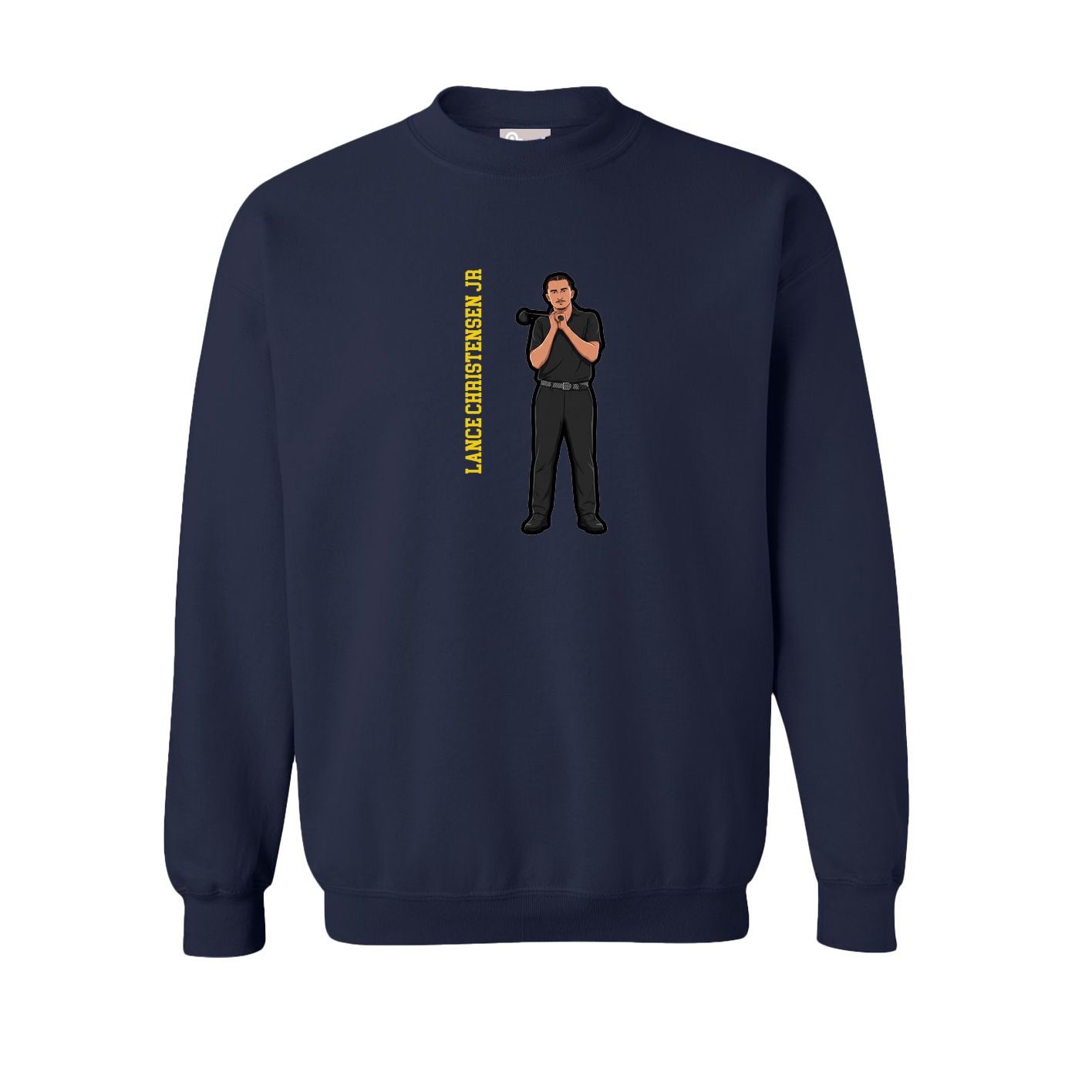 Fleece Crew — Name Vertical in Navy