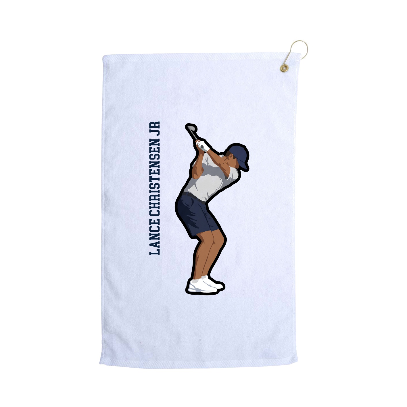 Golf Towel — Name Vertical in White