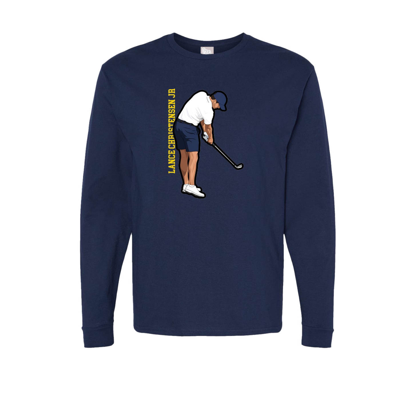 Long Sleeve Tee — Name Vertical in Navy