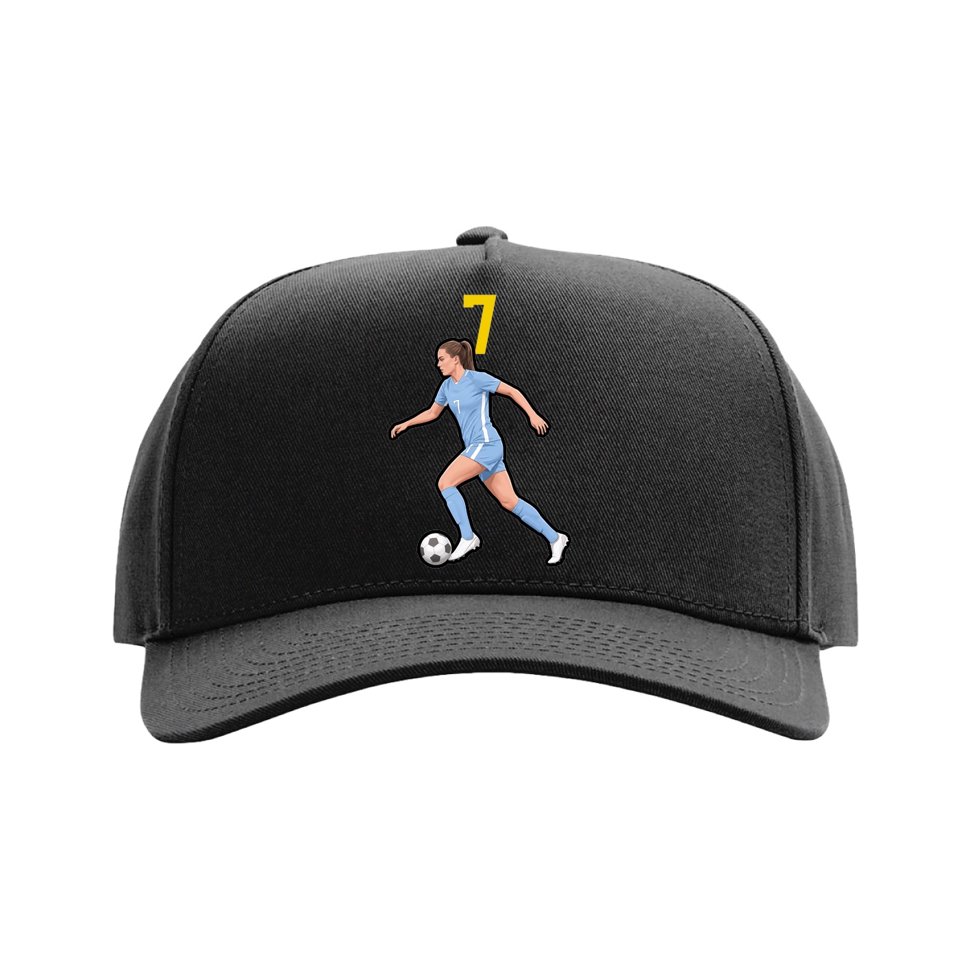 Full Fabric Five-Panel Champ Cap — Number Top in Black