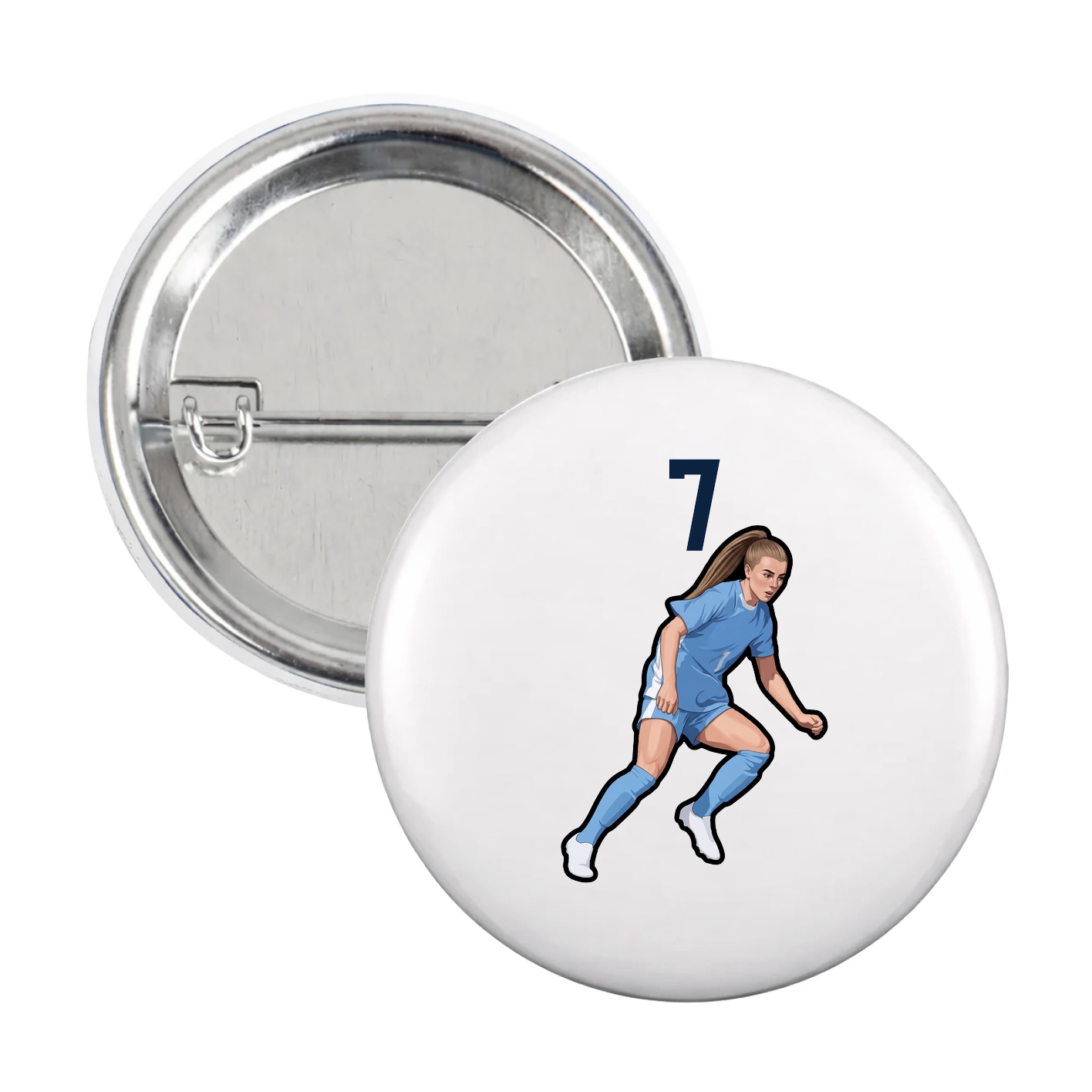 Game Day Button — Number Top in White