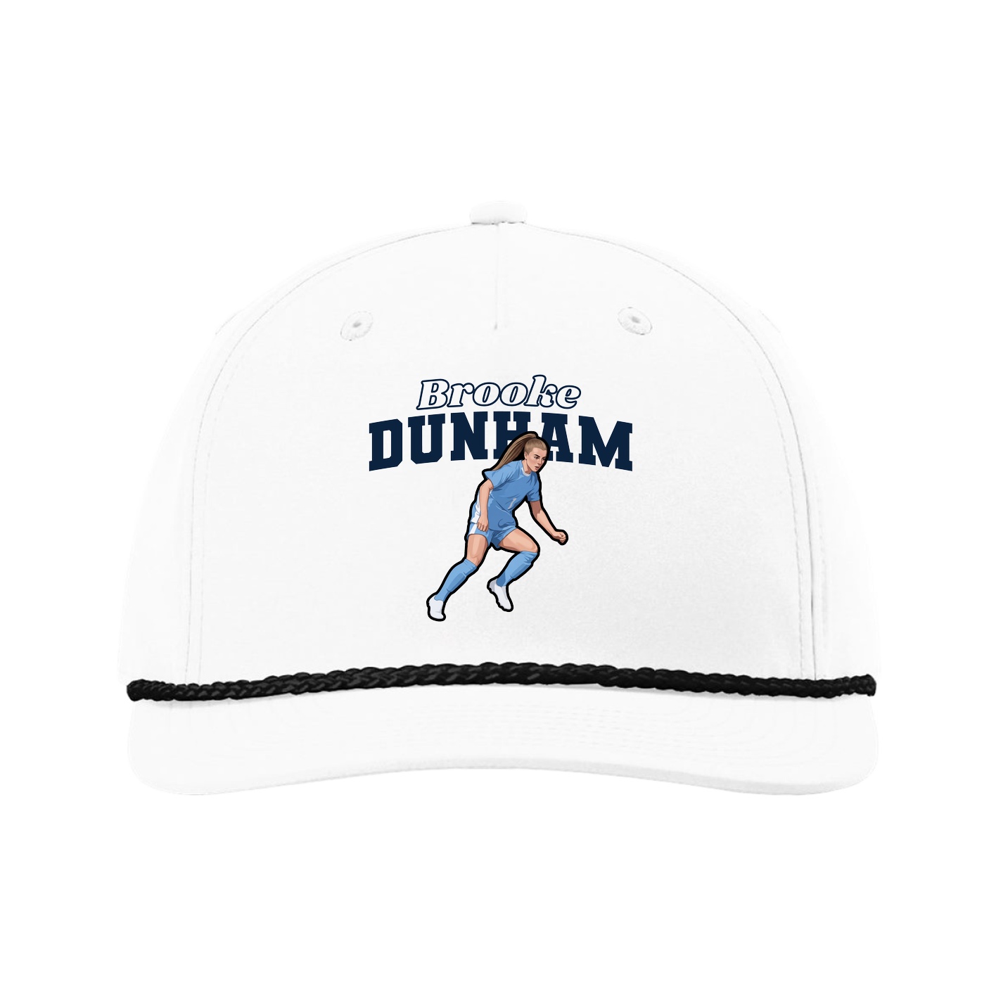 Five-Panel Classic Rope Cap — Name Arch in White