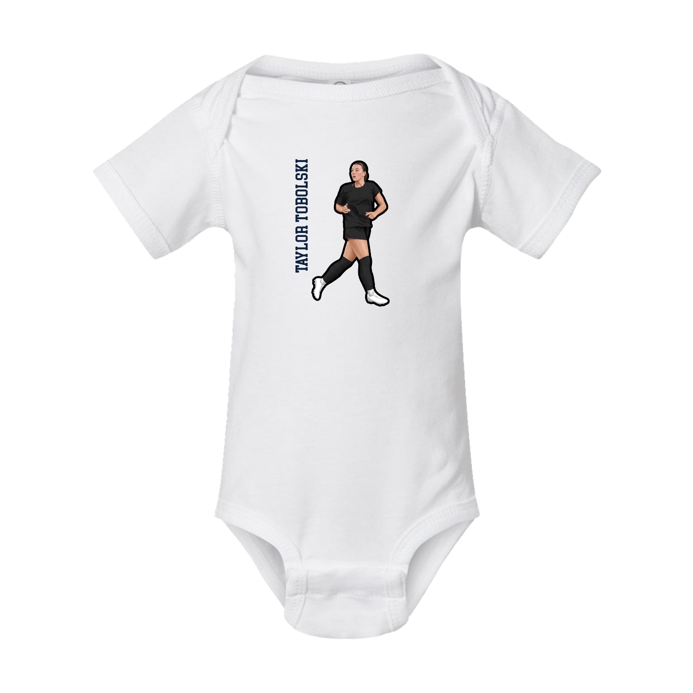 Baby Onesie — Name Vertical in White