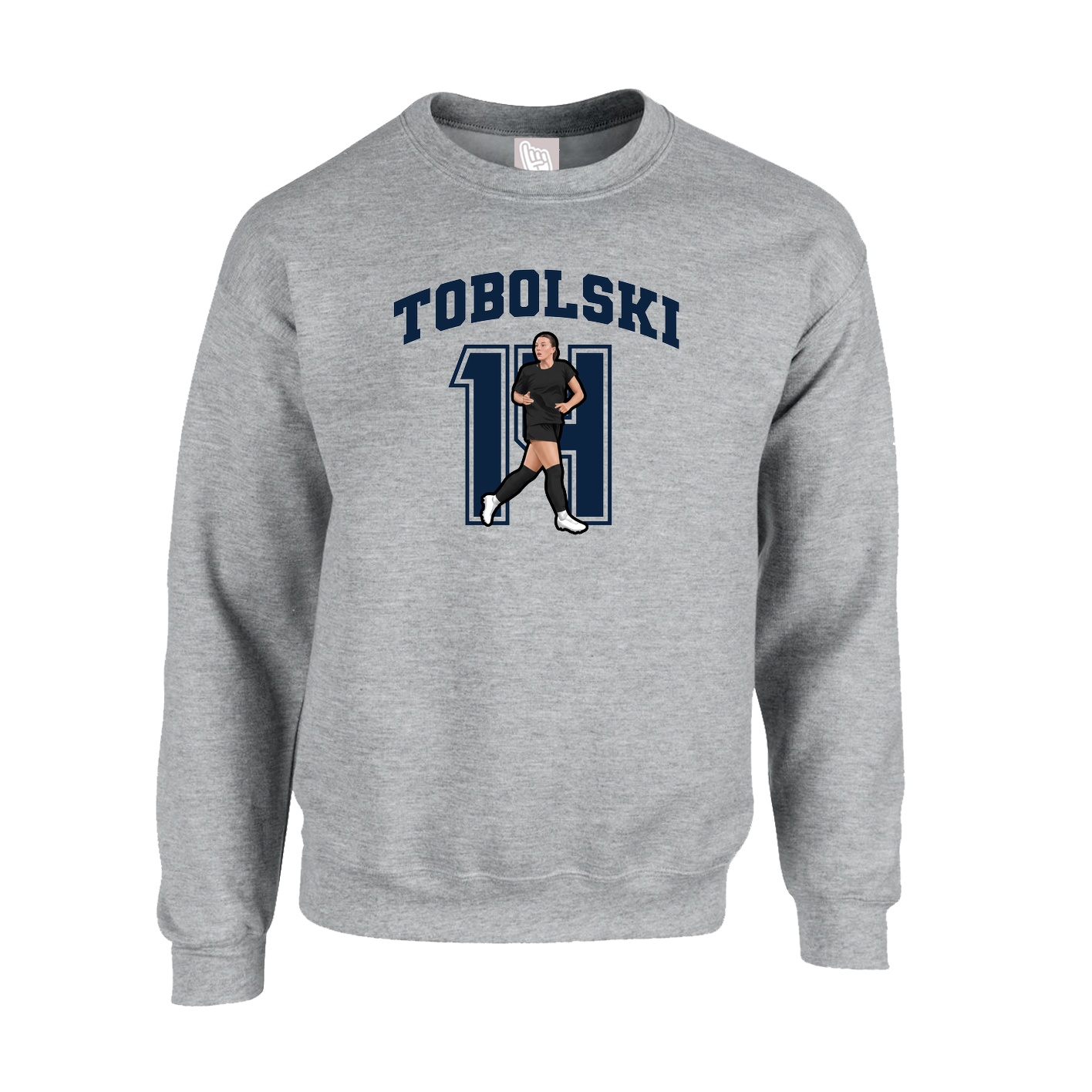 Fleece Crew — Number in Grey