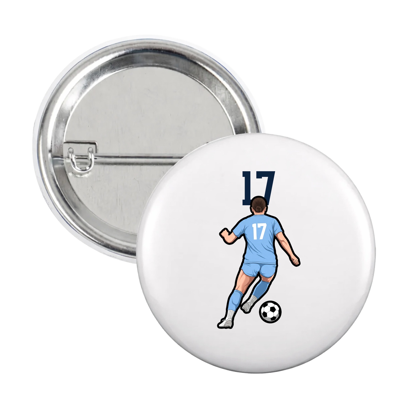 Game Day Button — Number Top in White