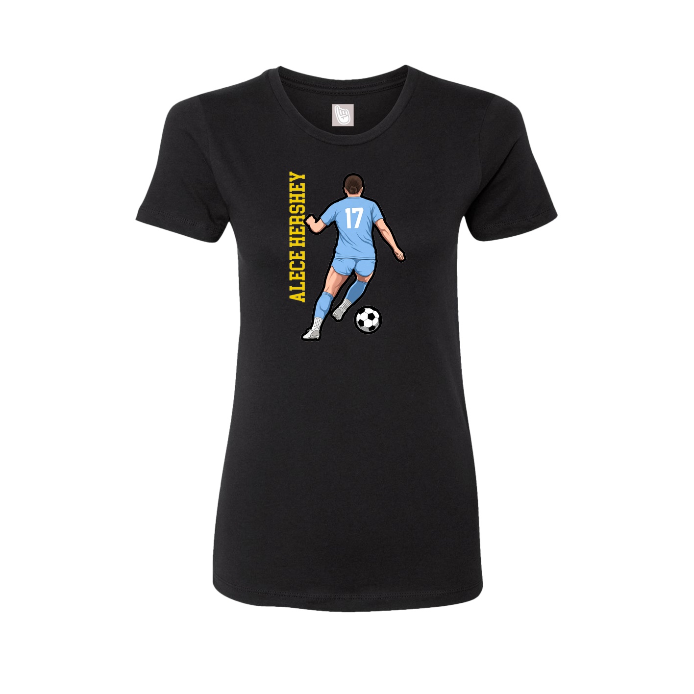 Fitted Women's Tee — Name Vertical in Black