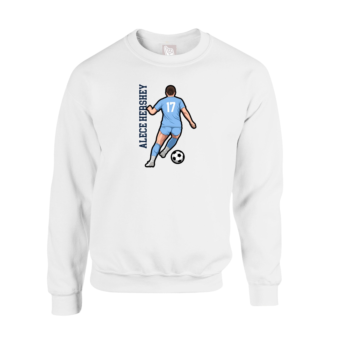 Fleece Crew — Name Vertical in White
