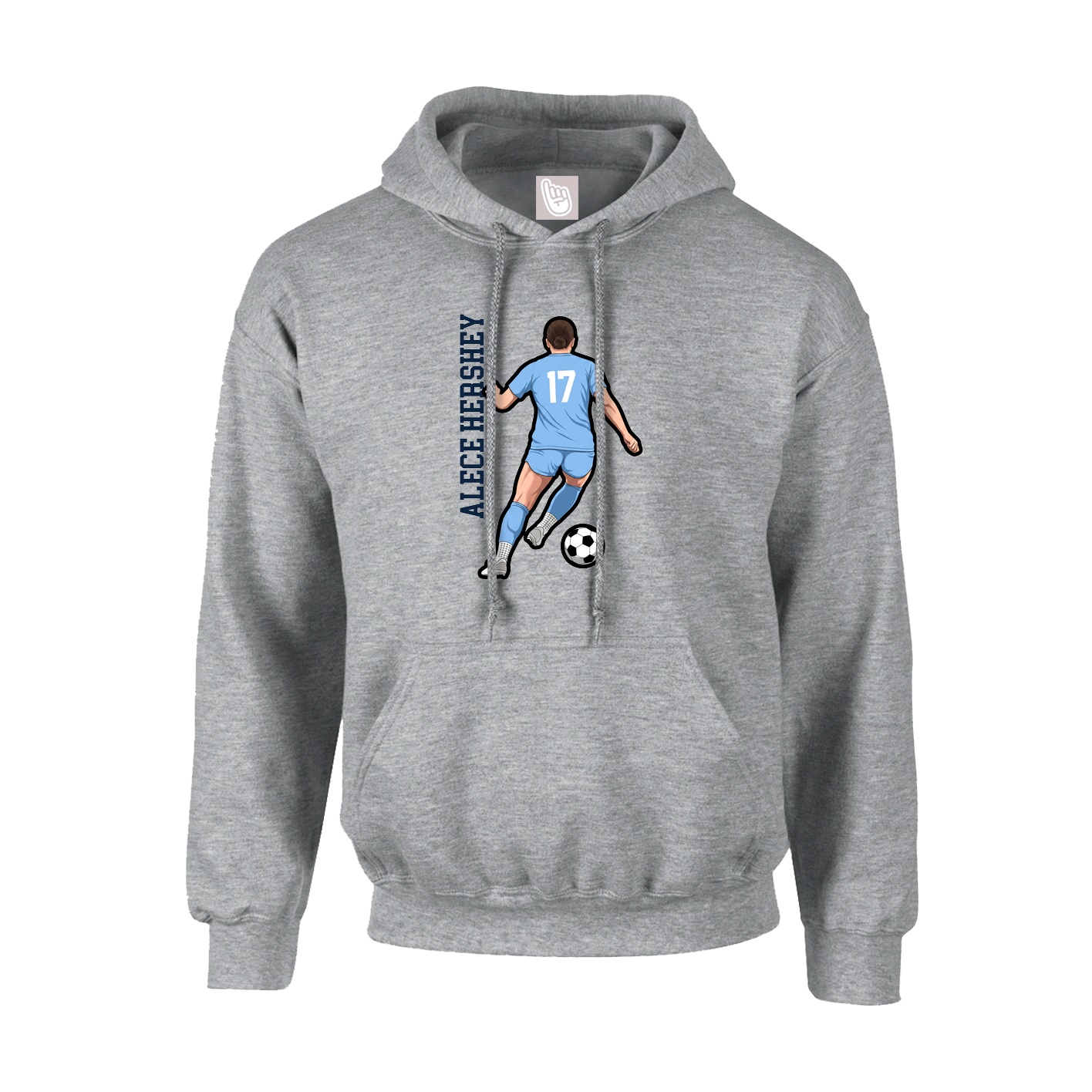 Youth Hoodie — Name Vertical in Grey