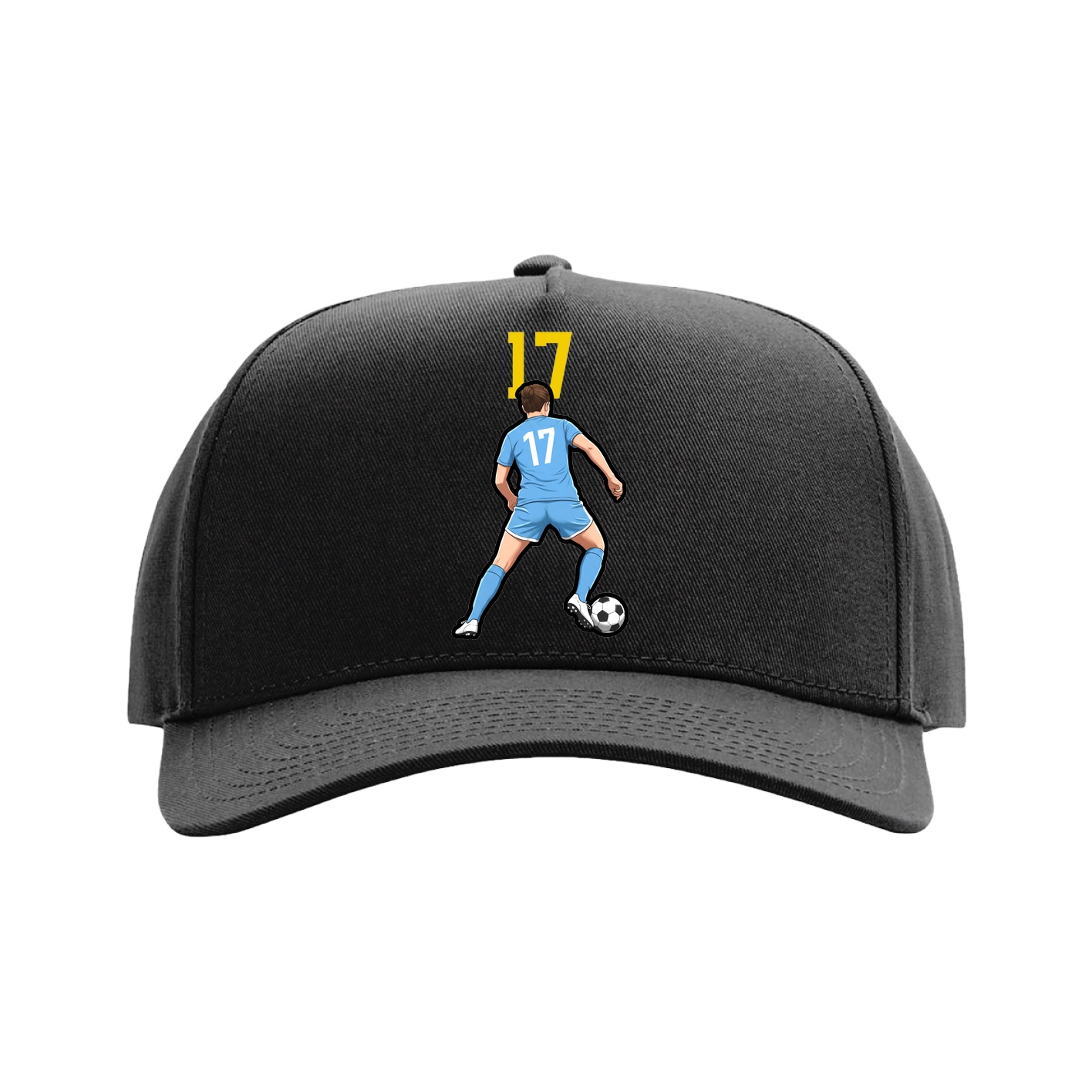 Full Fabric Five-Panel Champ Cap — Number Top in Black