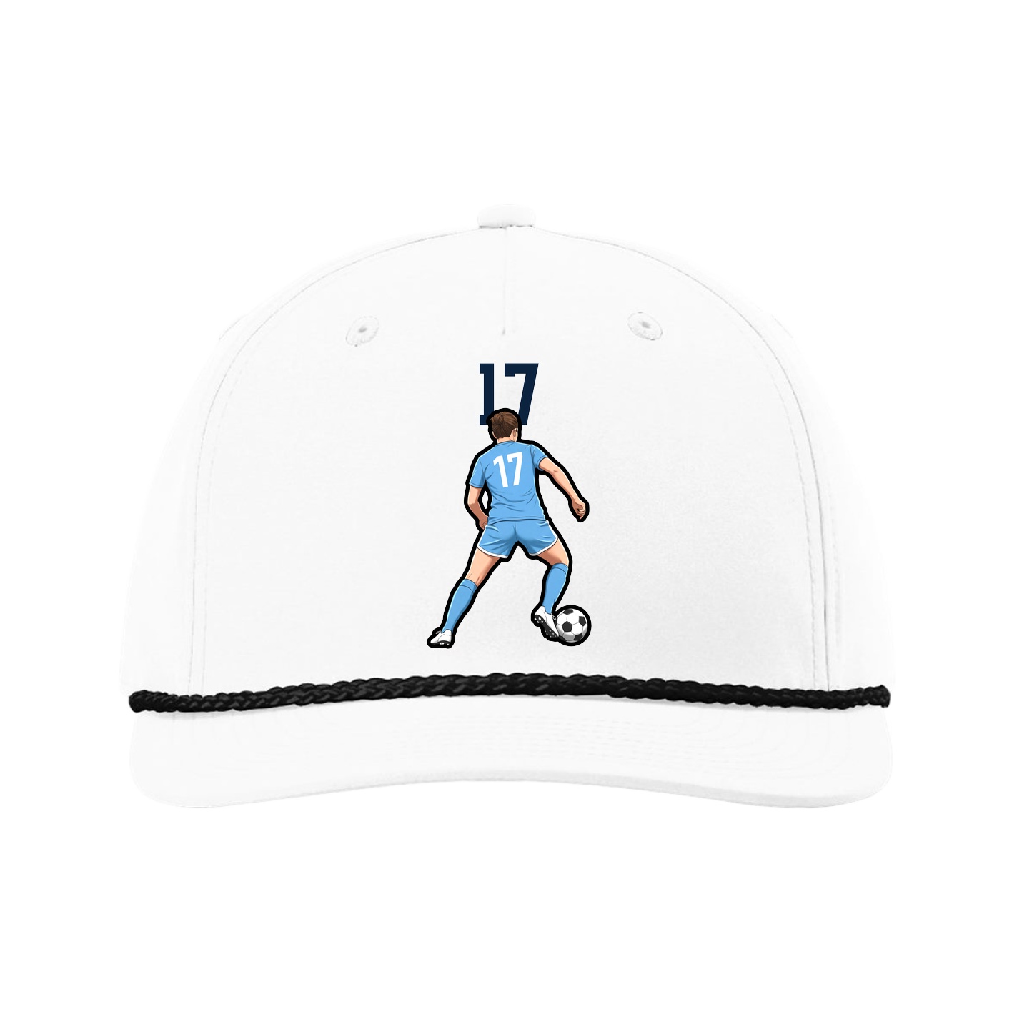 Five-Panel Classic Rope Cap — Number Top in White
