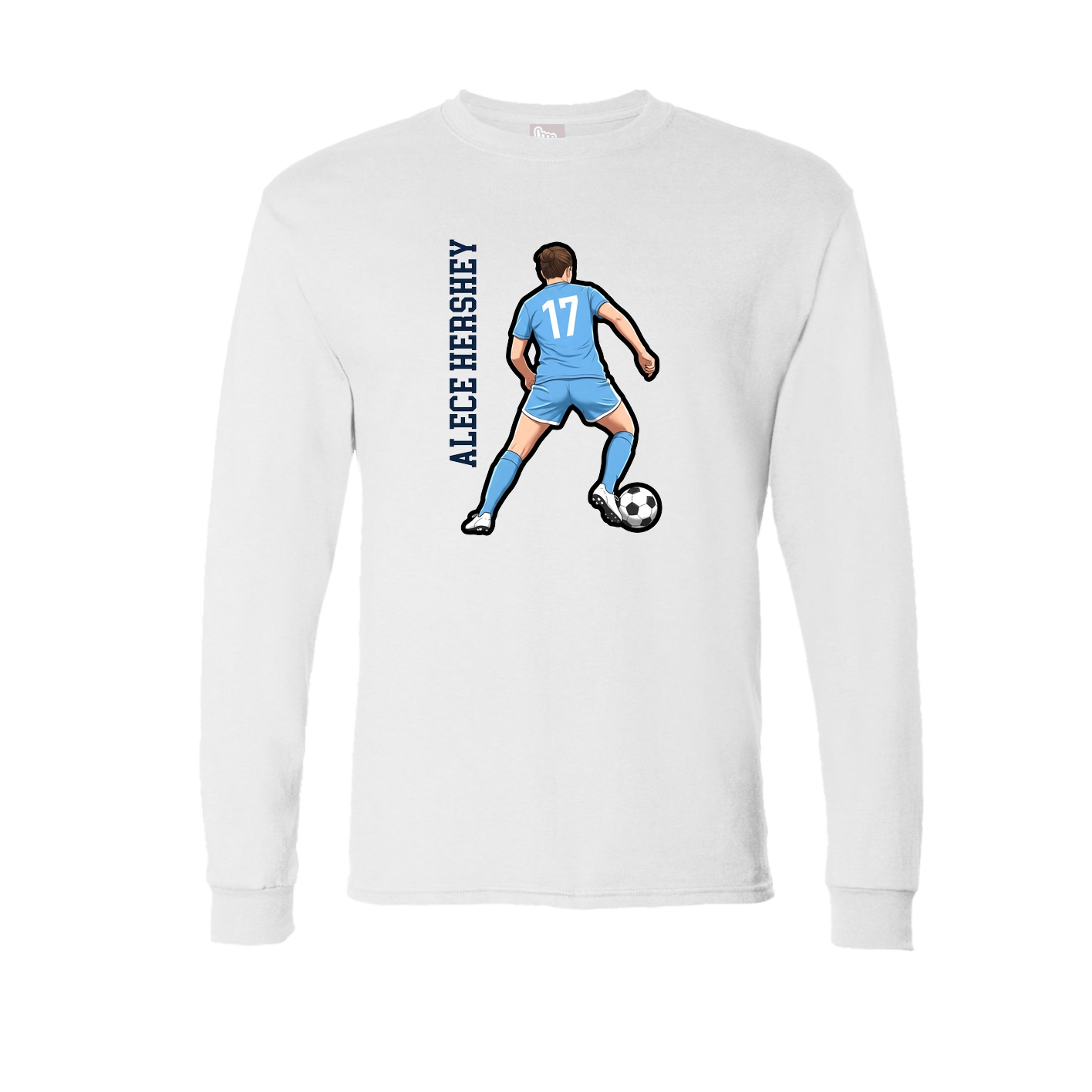 Long Sleeve Tee — Name Vertical in White