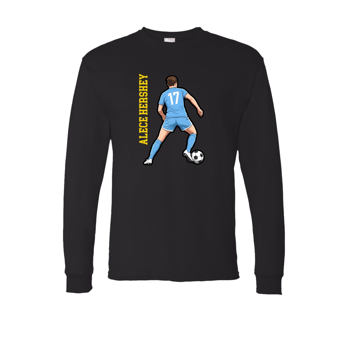 Long Sleeve Tee — Name Vertical in Black
