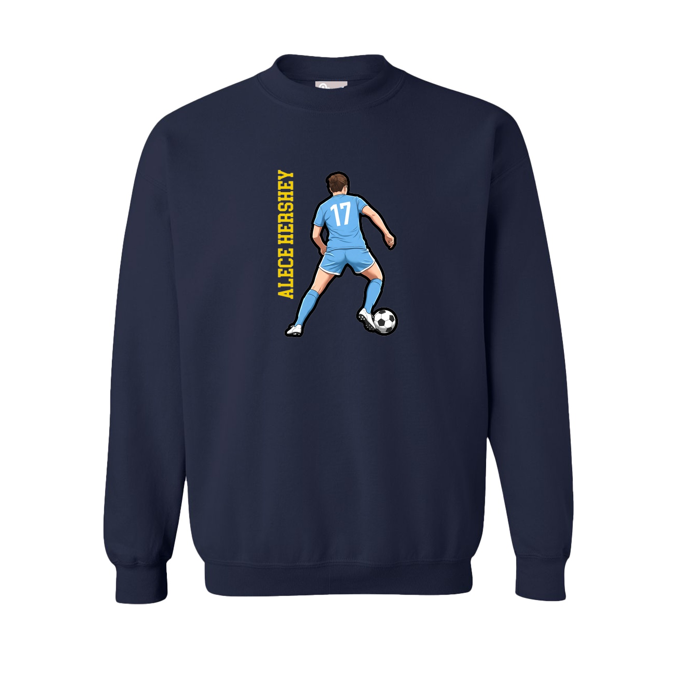 Fleece Crew — Name Vertical in Navy
