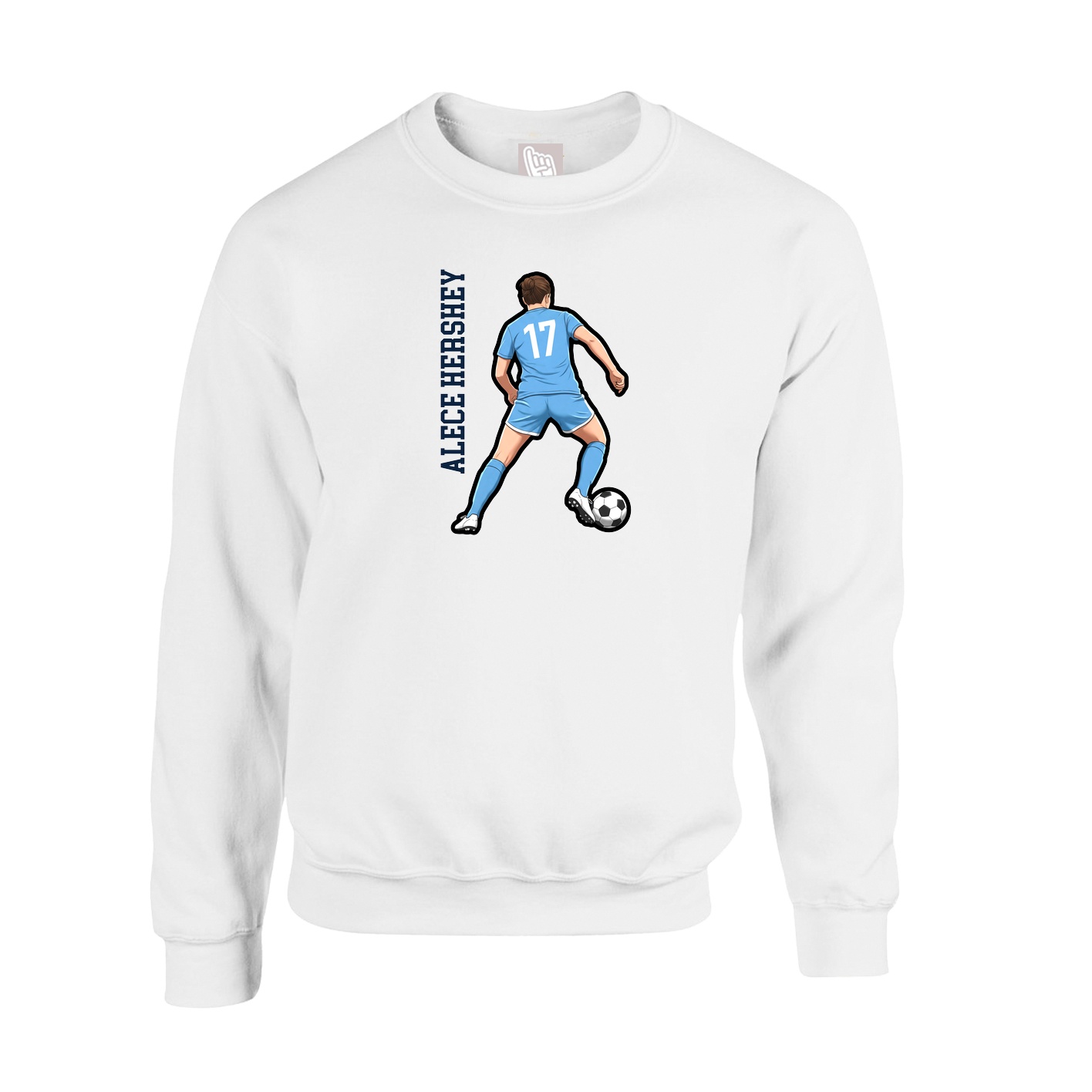Fleece Crew — Name Vertical in White