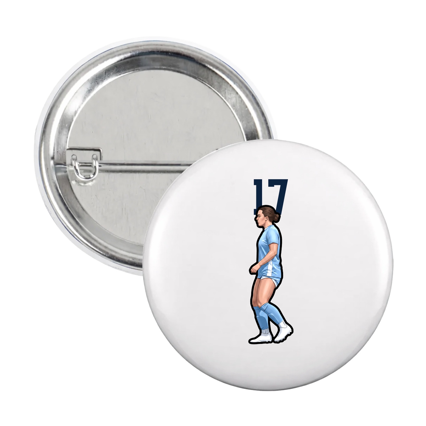 Game Day Button — Number Top in White