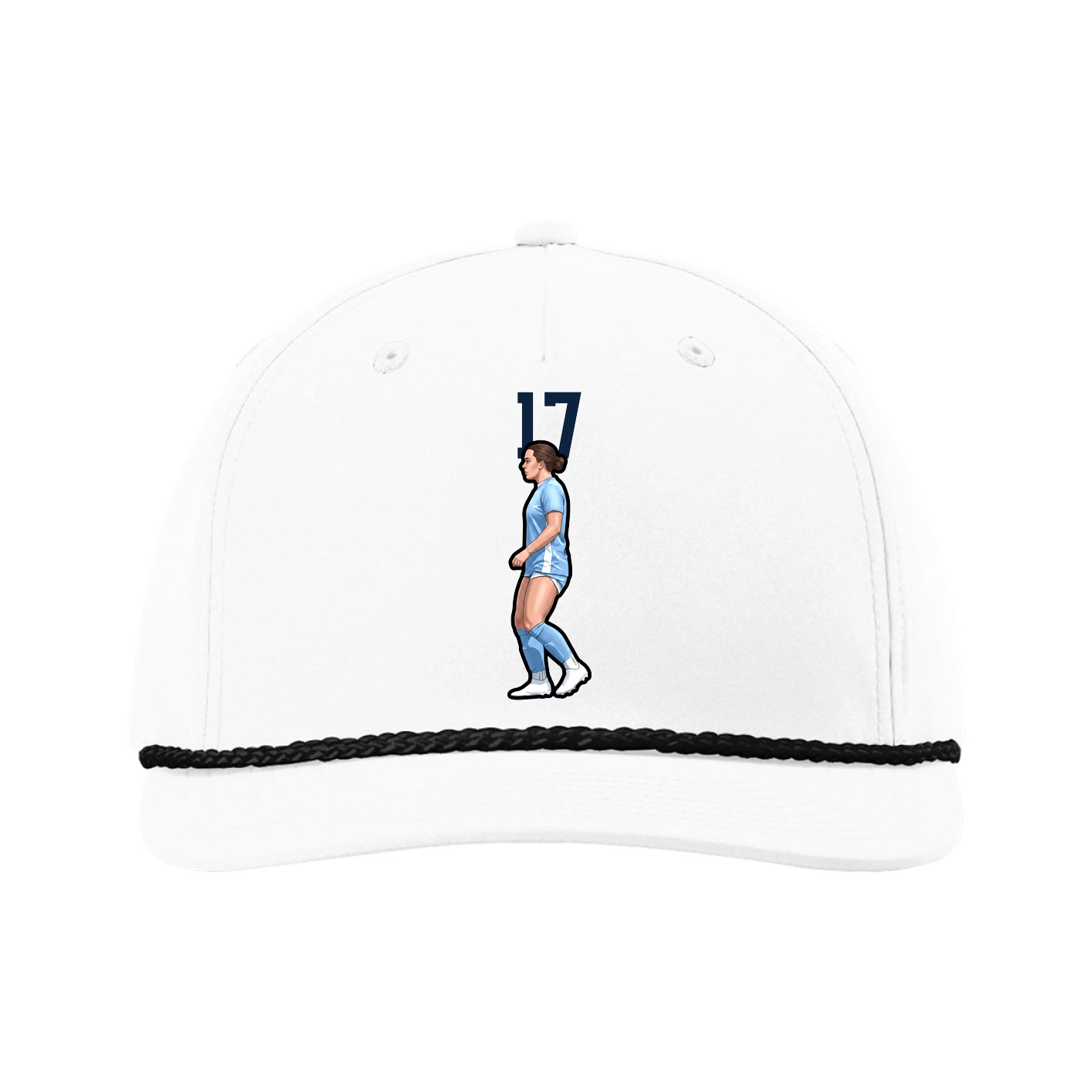 Five-Panel Classic Rope Cap — Number Top in White