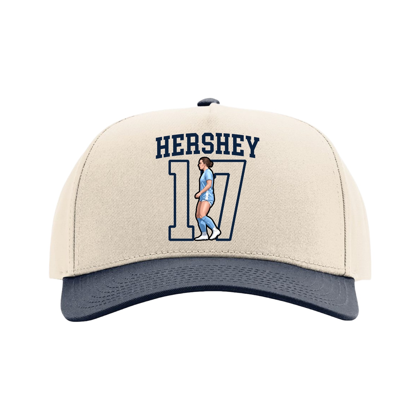 Full Fabric Five-Panel Champ Cap — Shirsey in Cream/Navy