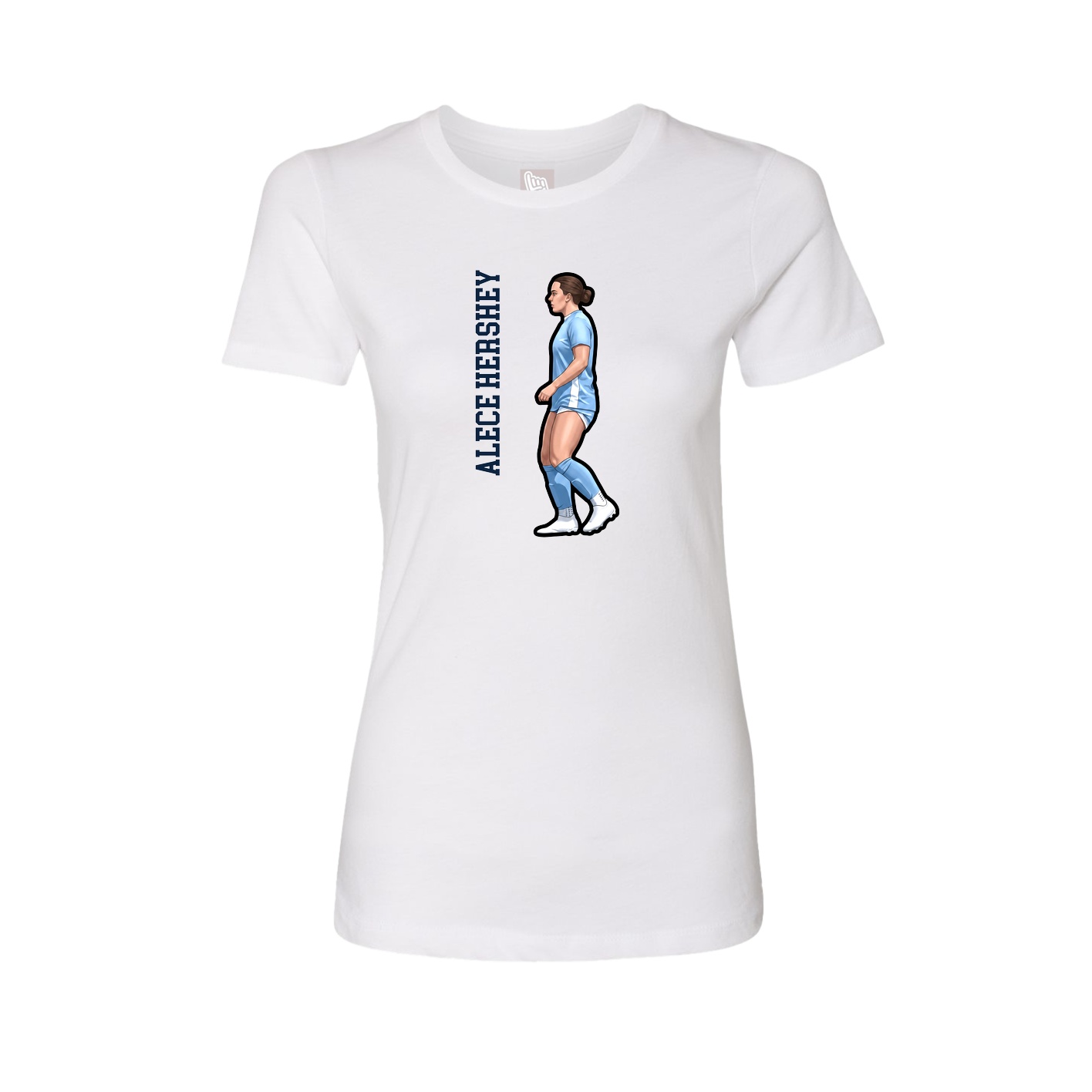 Womens Tee — Name Vertical in White