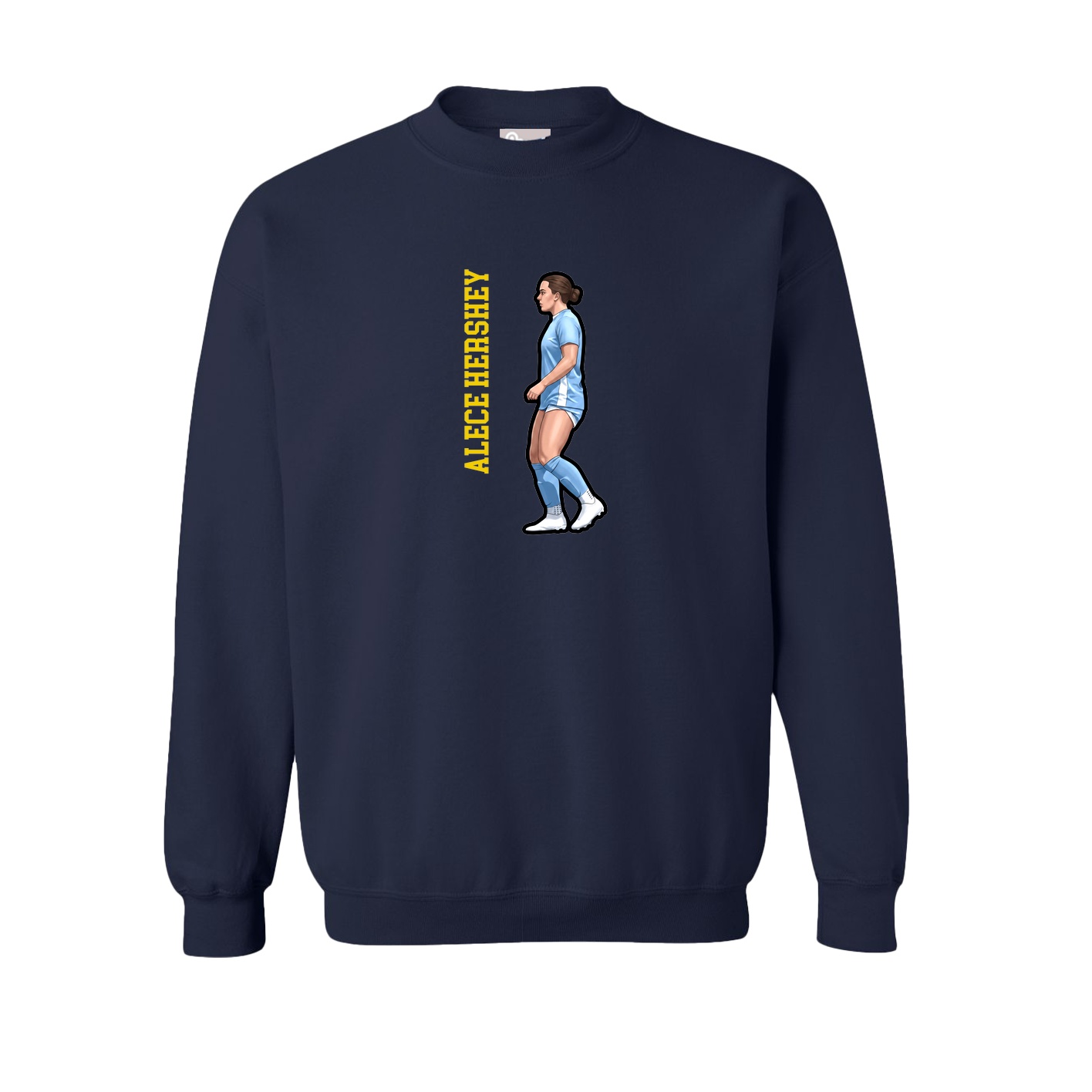 Fleece Crew — Name Vertical in Navy