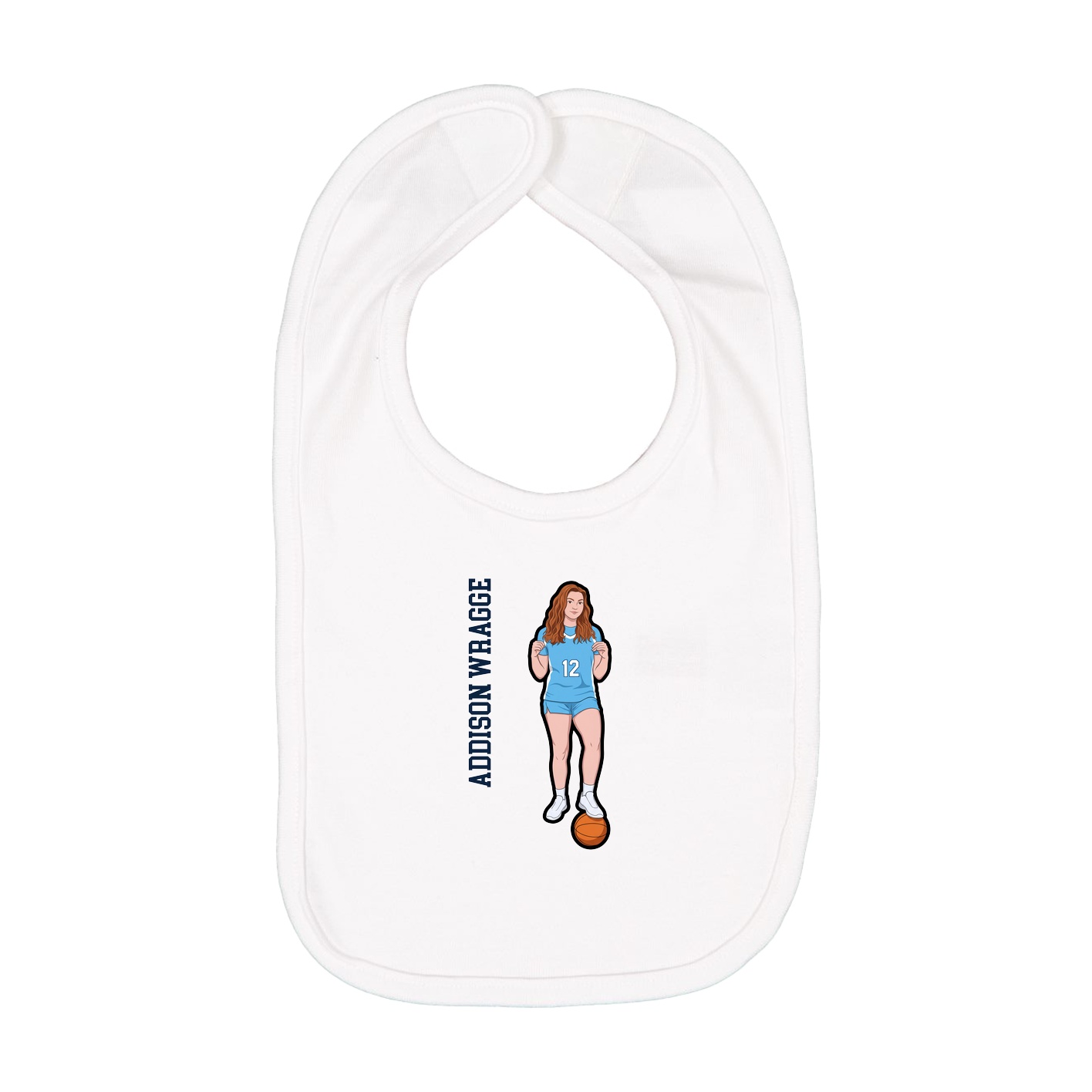 Infant Bib — Name Vertical in White