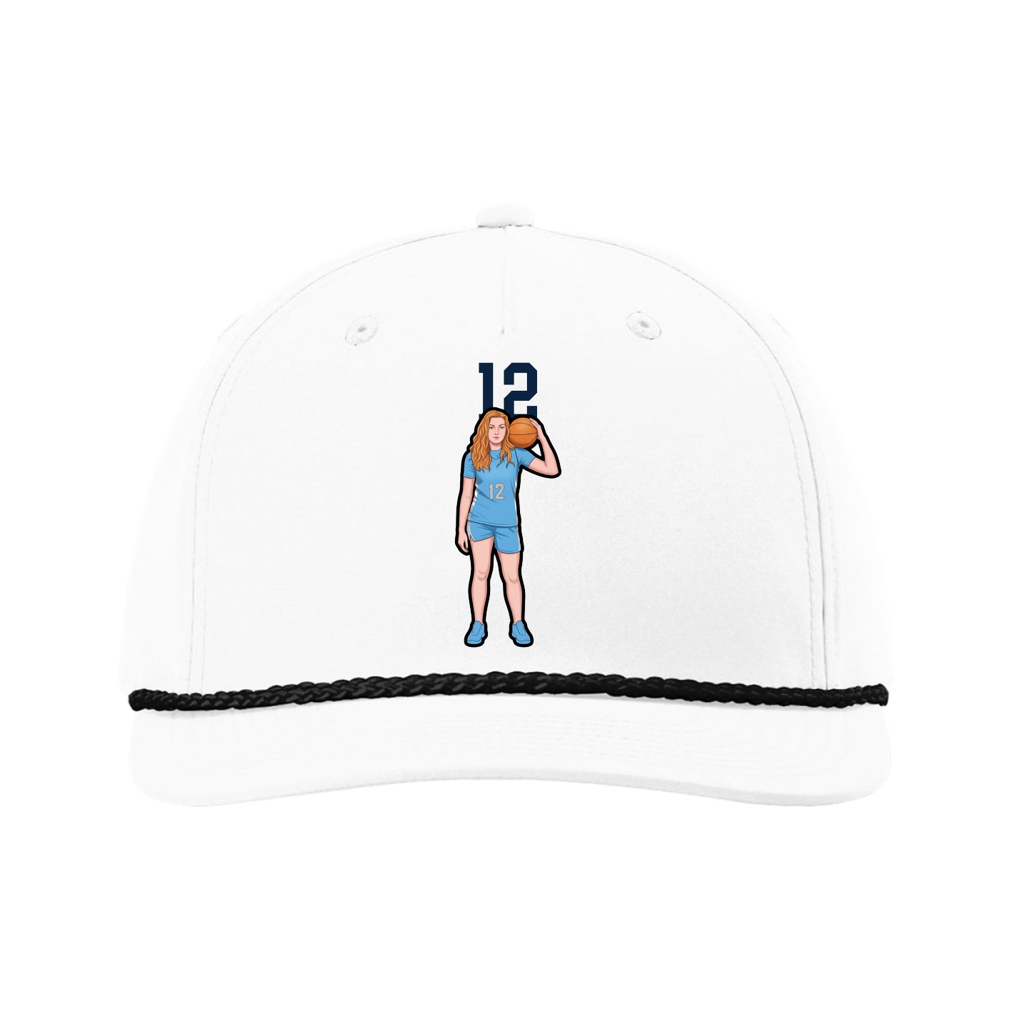 Five-Panel Classic Rope Cap — Number Top in White