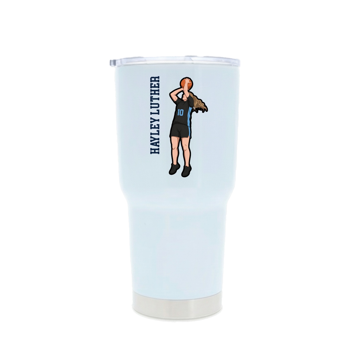 30oz Stainless Steel Tumbler — Name Vertical in White