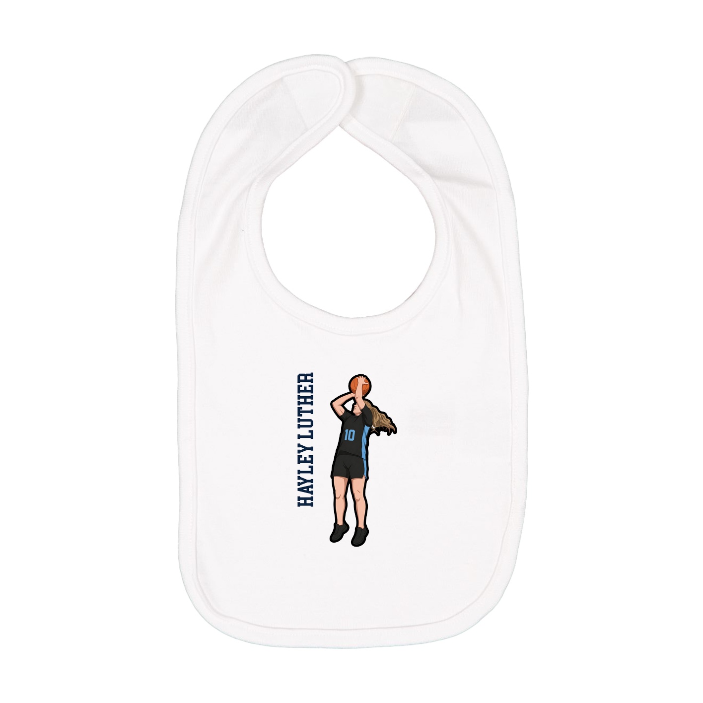 Infant Bib — Name Vertical in White
