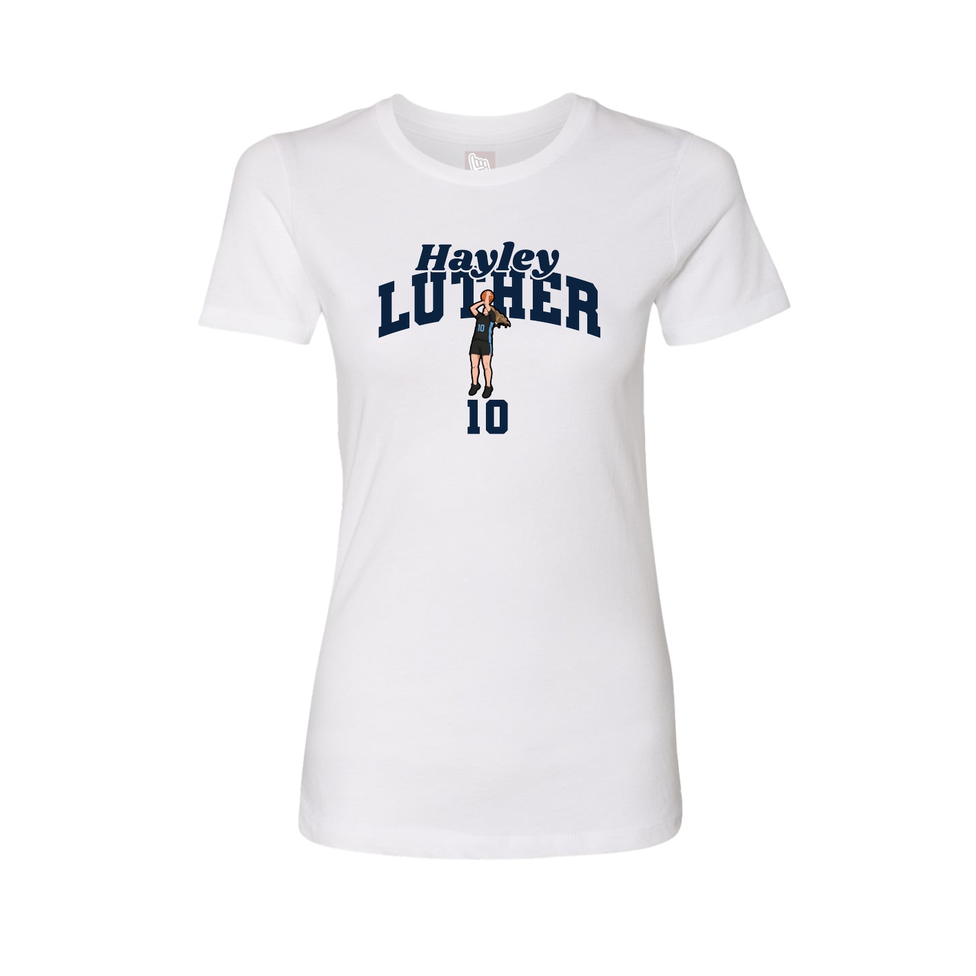 Fitted Women's Tee — Signature Arch in White
