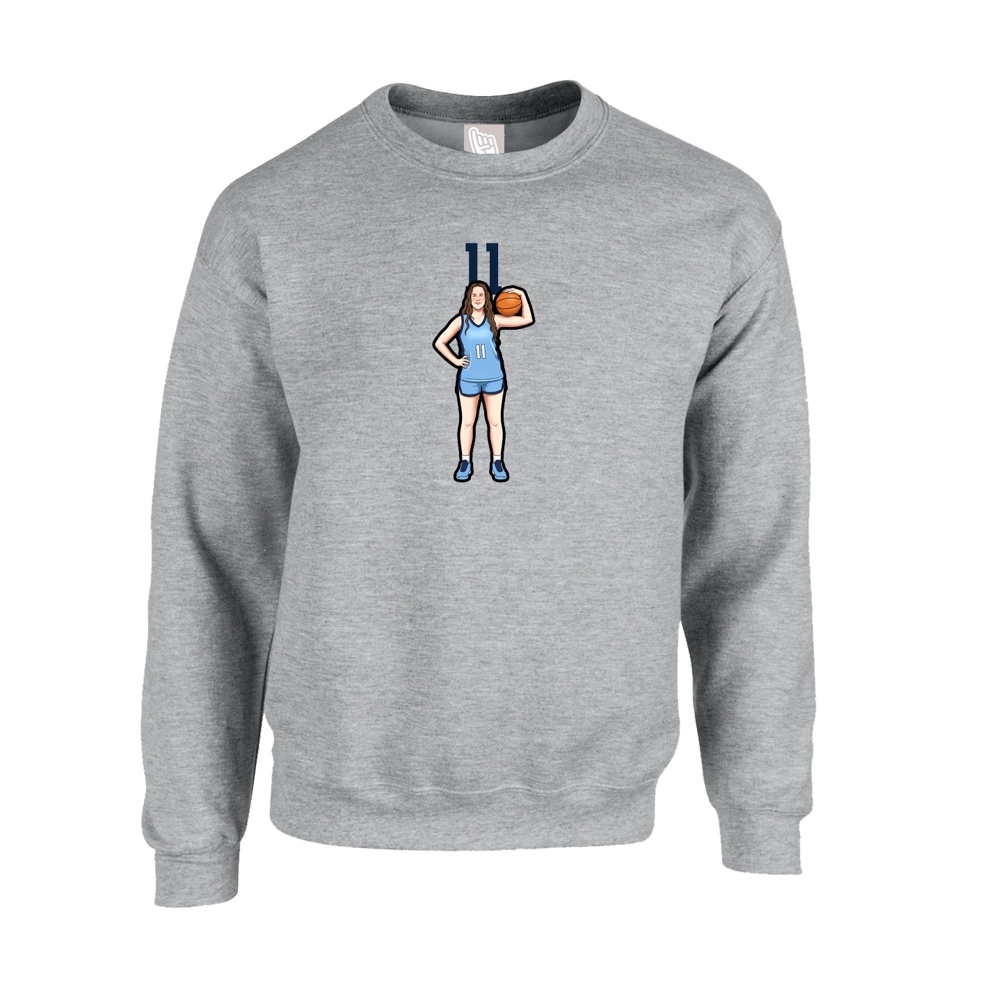 Fleece Crew — Number Top in Grey