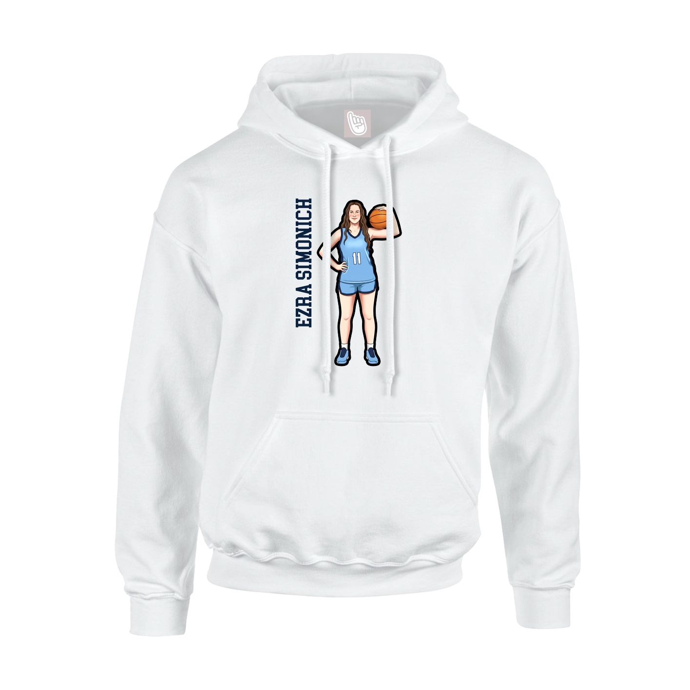 Youth Hoodie — Name Vertical in White