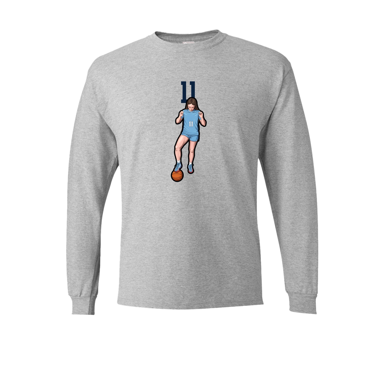 Long Sleeve Tee — Number Top in Grey