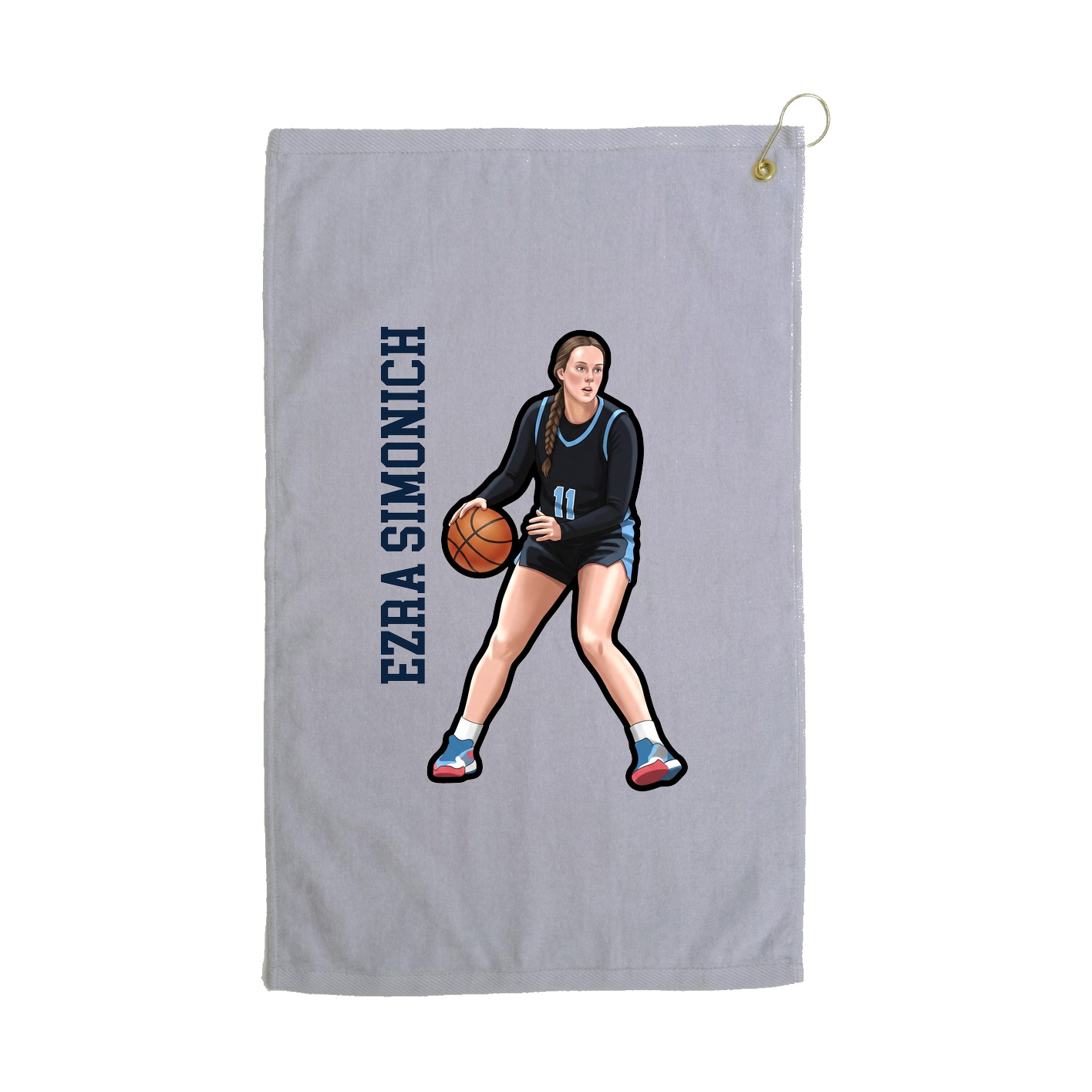 Golf Towel — Name Vertical in Grey