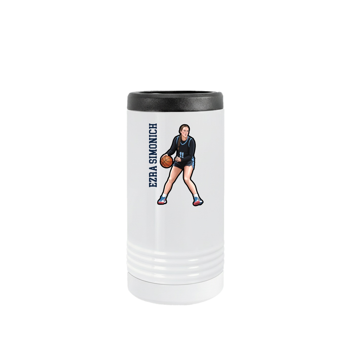 Slim Beverage Holder — Name Vertical in White