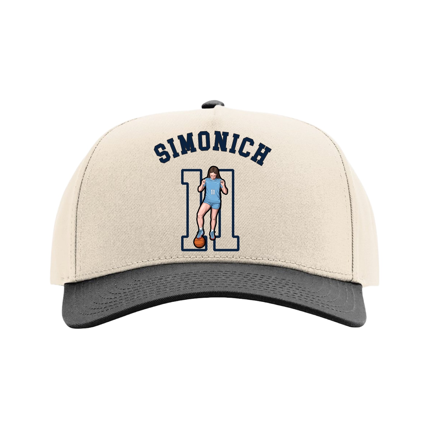 Full Fabric Five-Panel Champ Cap — Shirsey Arch in Cream/Black