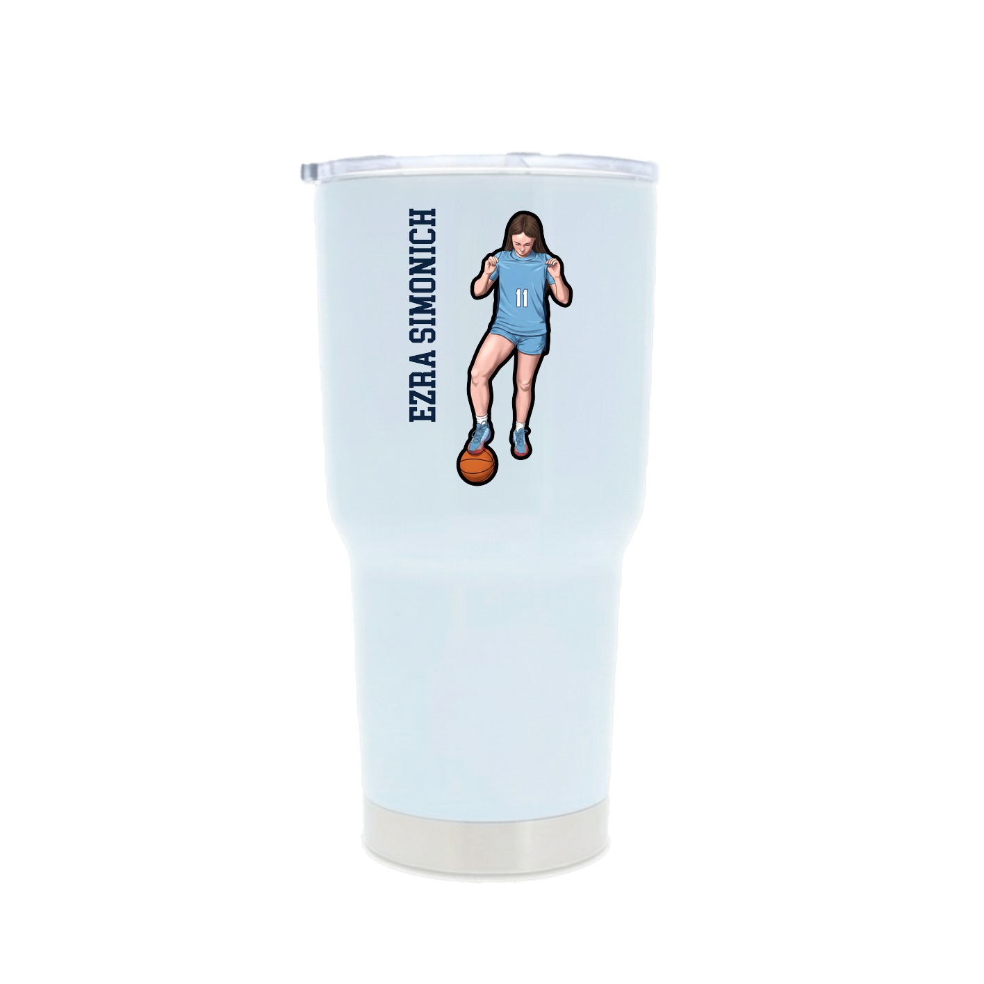 30oz Stainless Steel Tumbler — Name Vertical in White