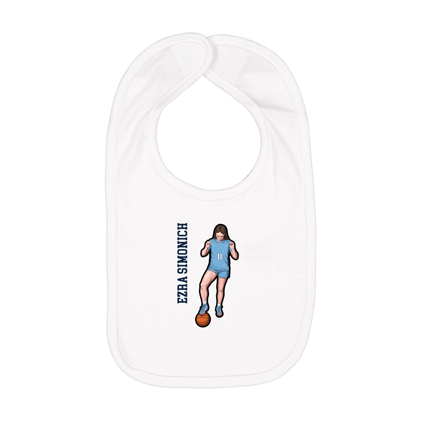 Infant Bib — Name Vertical in White
