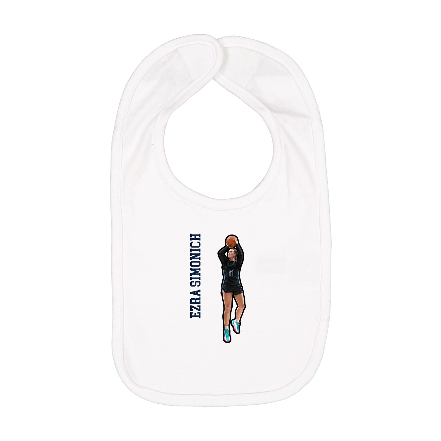 Infant Bib — Name Vertical in White