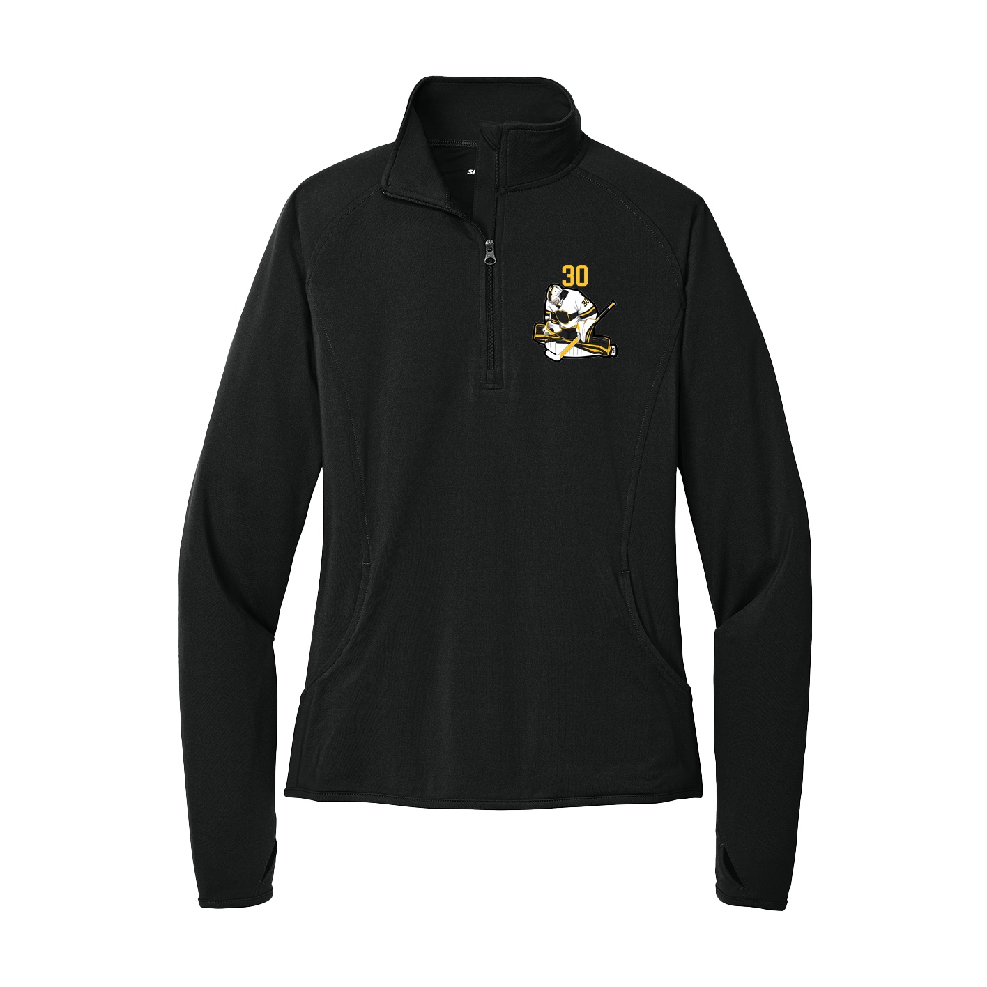 Women's Q-Zip Pullover — Number Top in Black