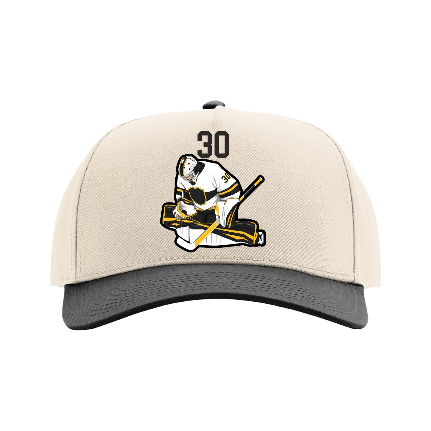 Full Fabric Five-Panel Champ Cap — Number Top in Cream/Black
