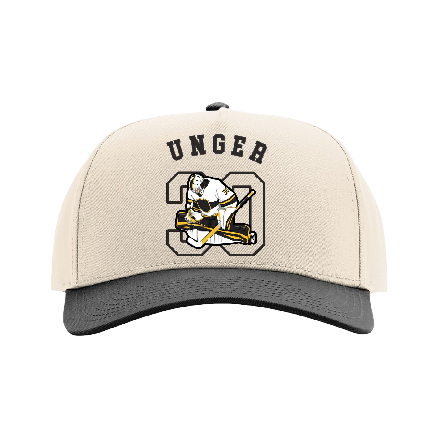 Full Fabric Five-Panel Champ Cap — Shirsey Arch in Cream/Black