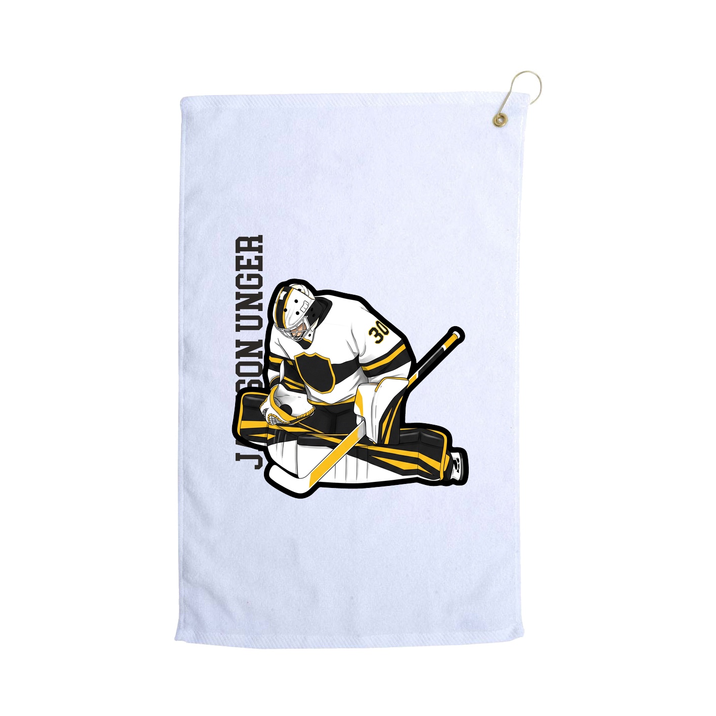 Golf Towel — Name Vertical in White