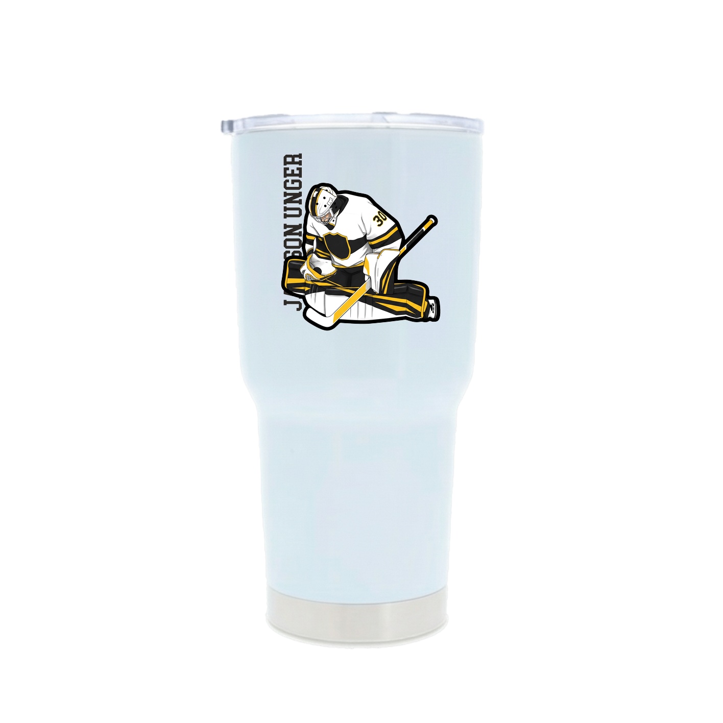 30oz Stainless Steel Tumbler — Name Vertical in White