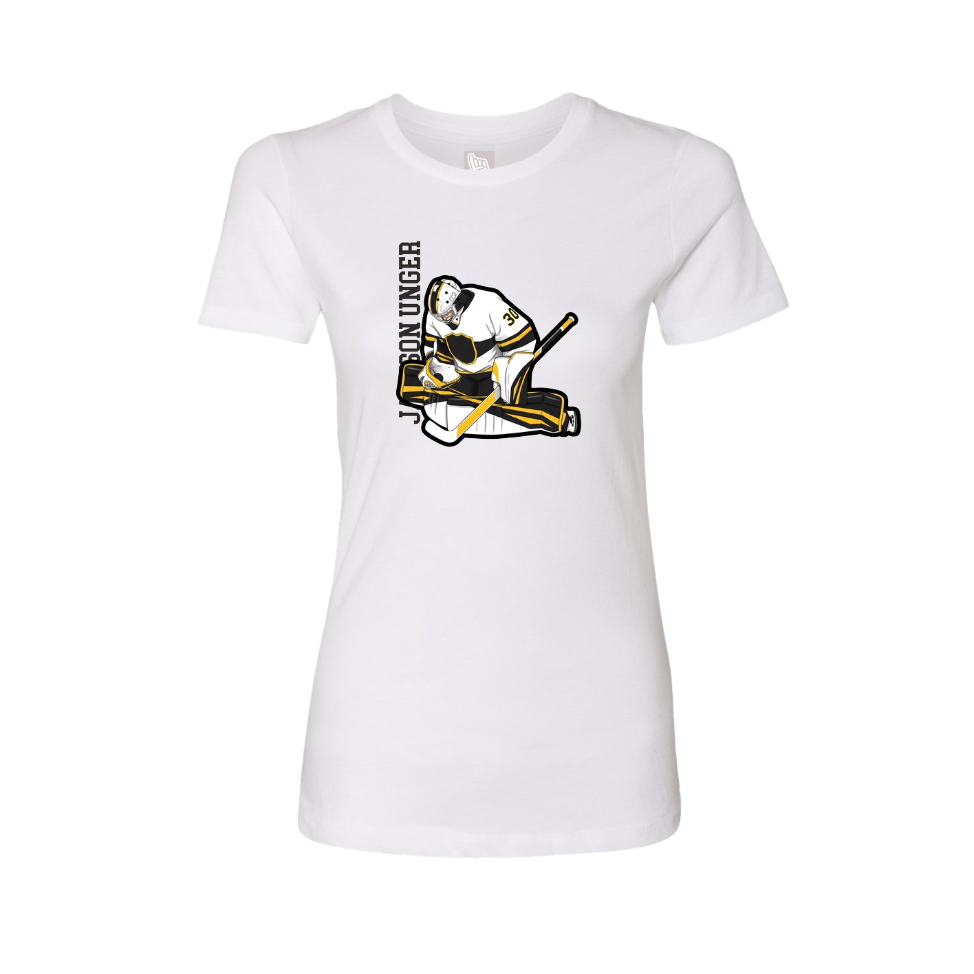 Womens Tee — Name Vertical in White