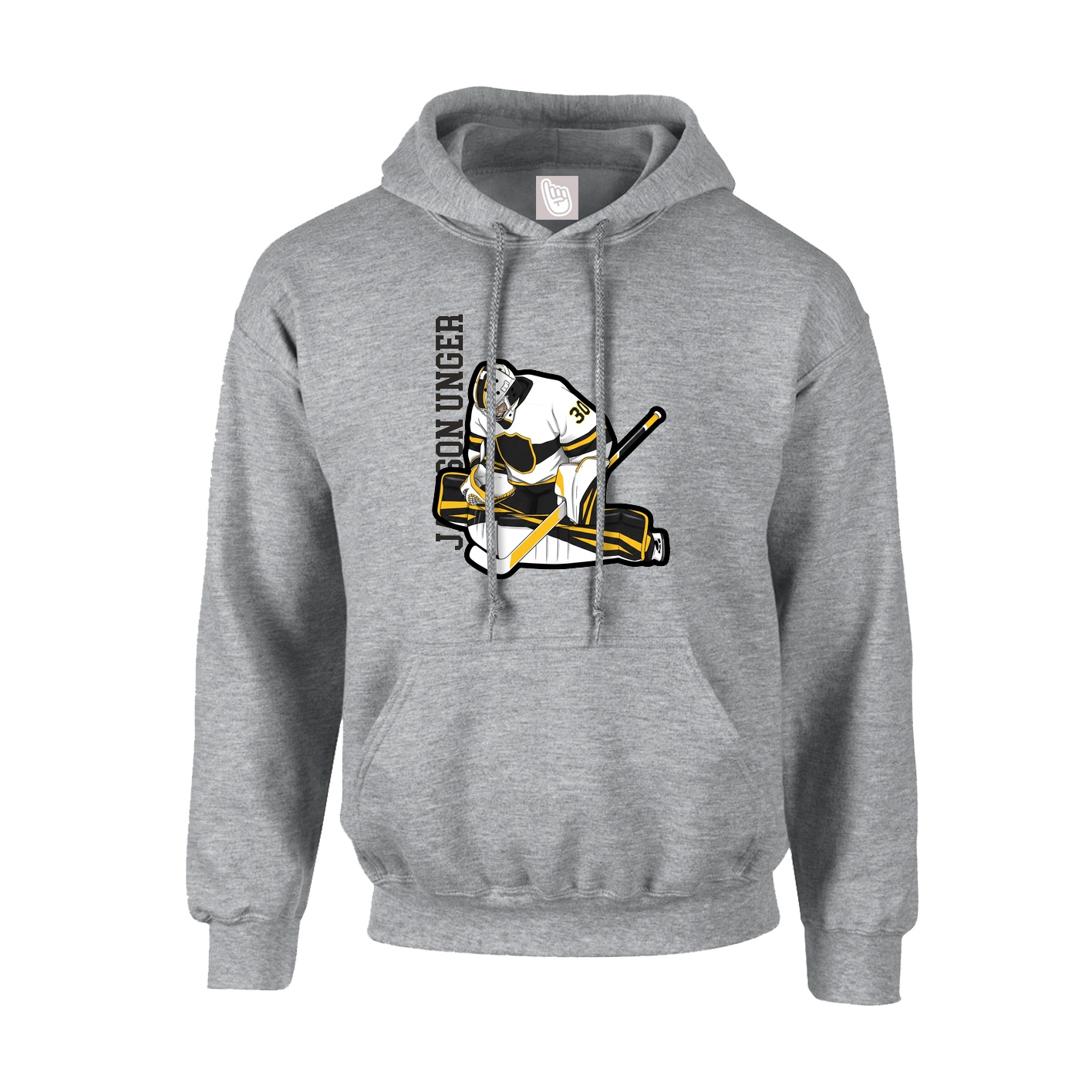 Youth Hoodie — Name Vertical in Grey